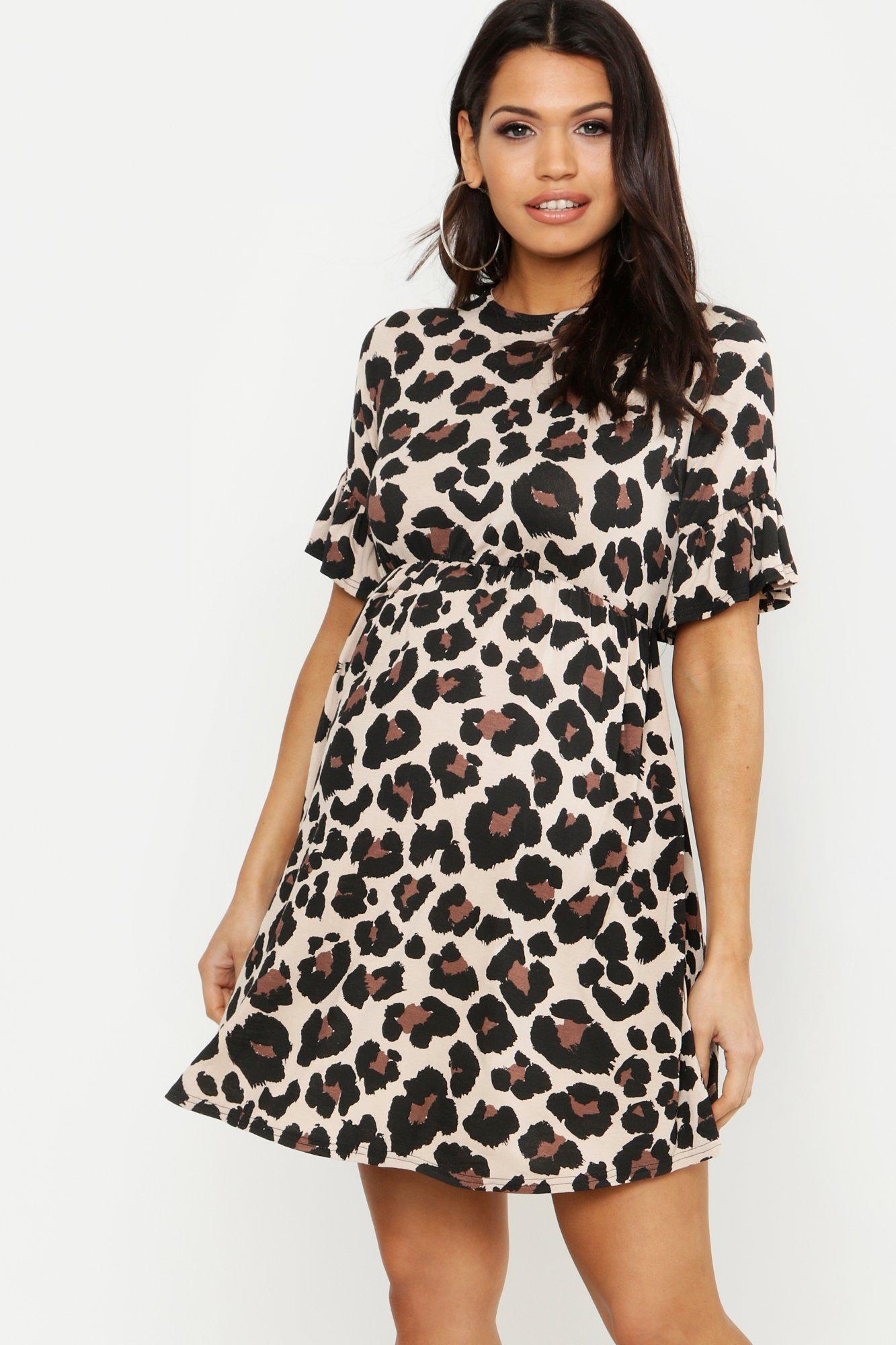 boohoo maternity leopard print dress