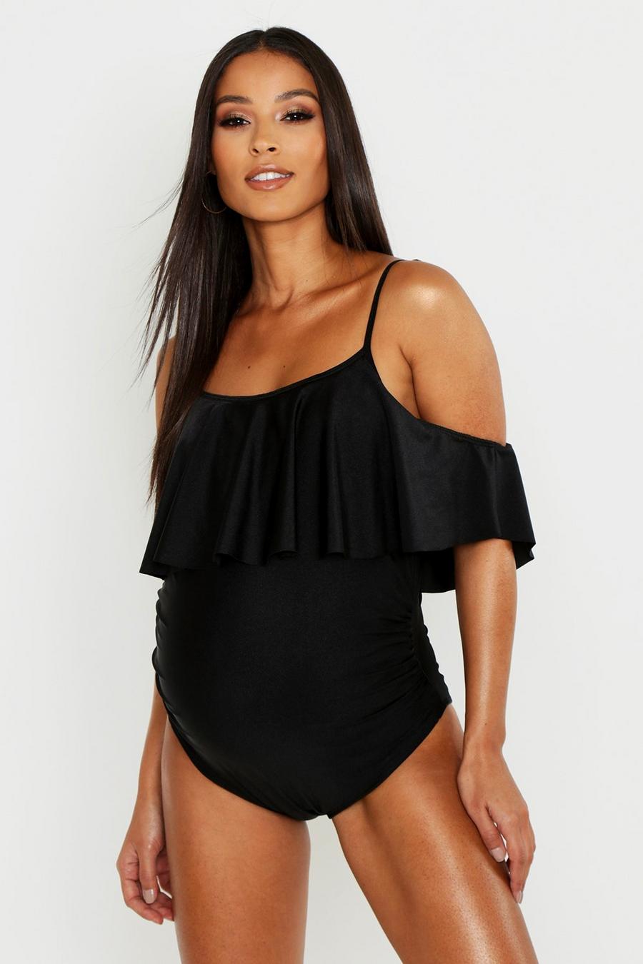 Maternity Cold Shoulder Frill Swimsuit image number 1