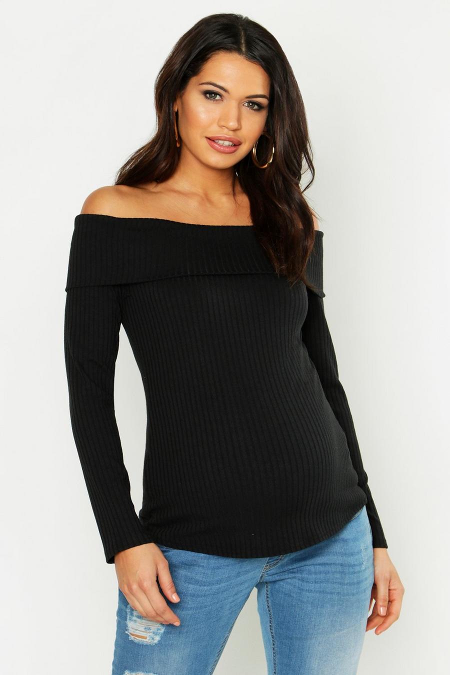 Maternity Off The Shoulder Rib Sweater image number 1