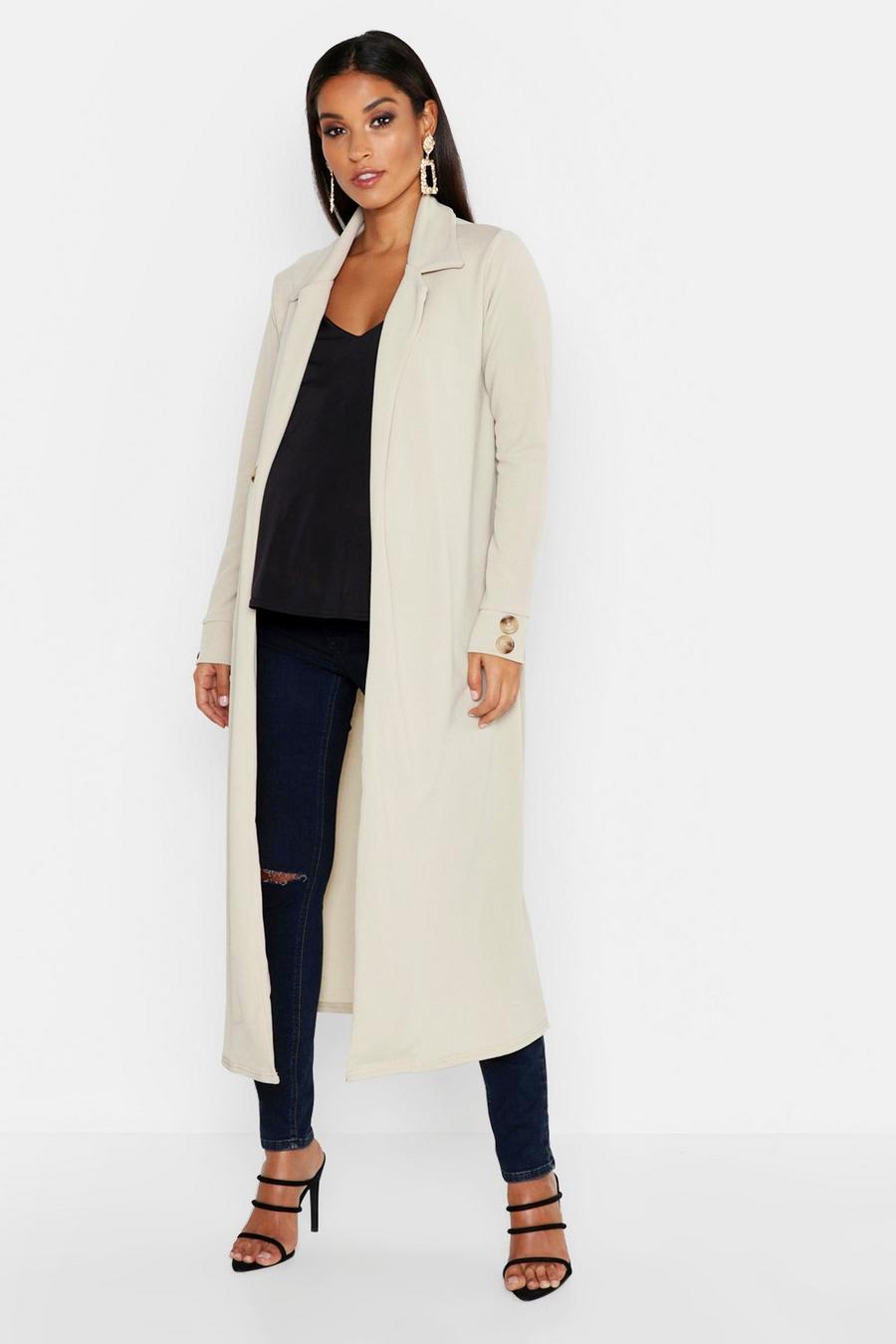 Stone Maternity Longline Button Detail Duster Coat image number 1