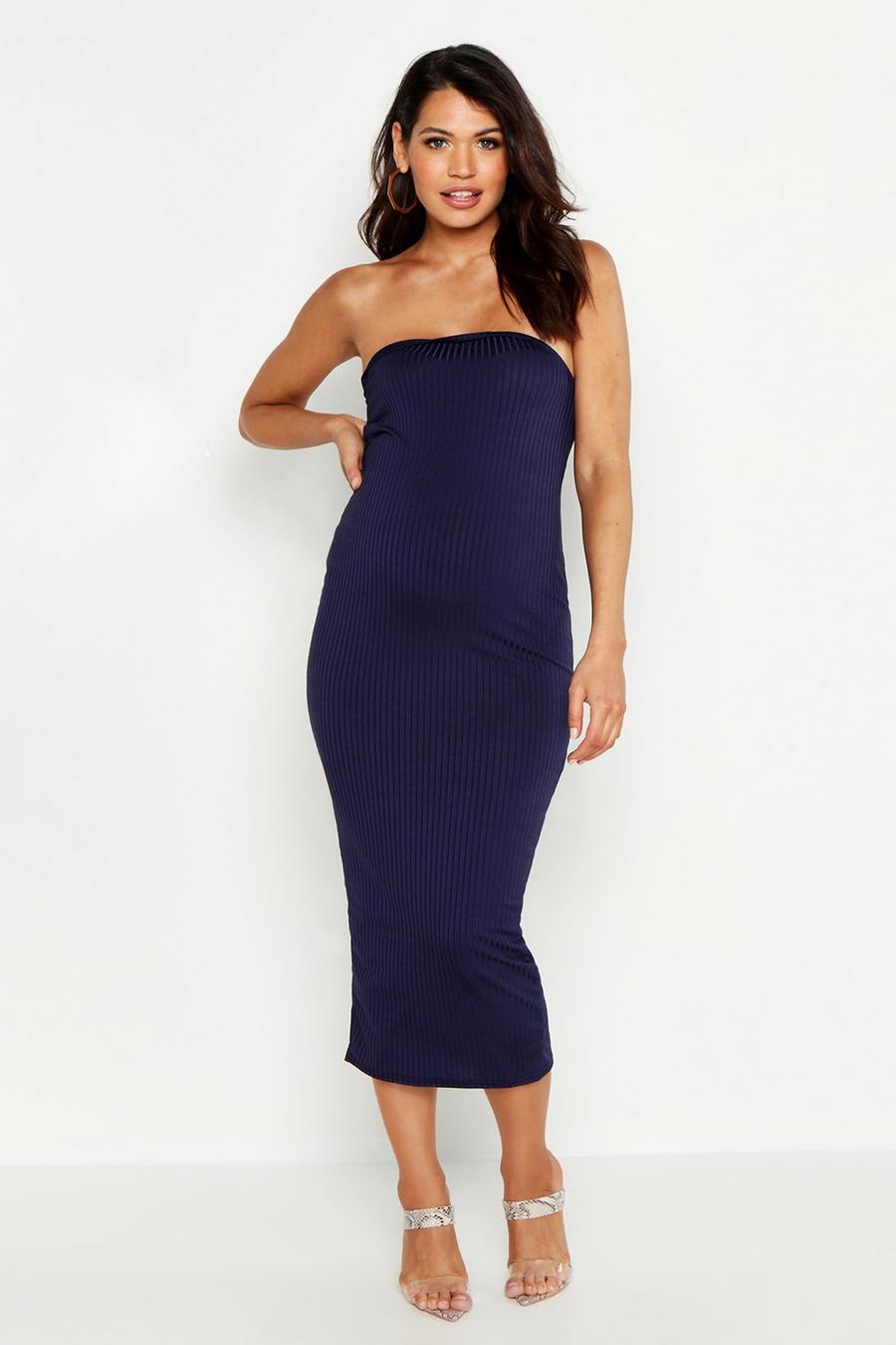 Navy Maternity Bandeau Midaxi Dress image number 1