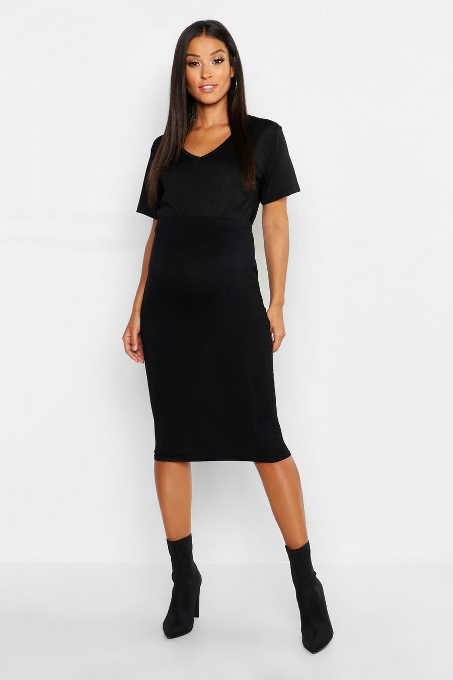 Black Maternity Over The Bump Midi Skirt image number 1