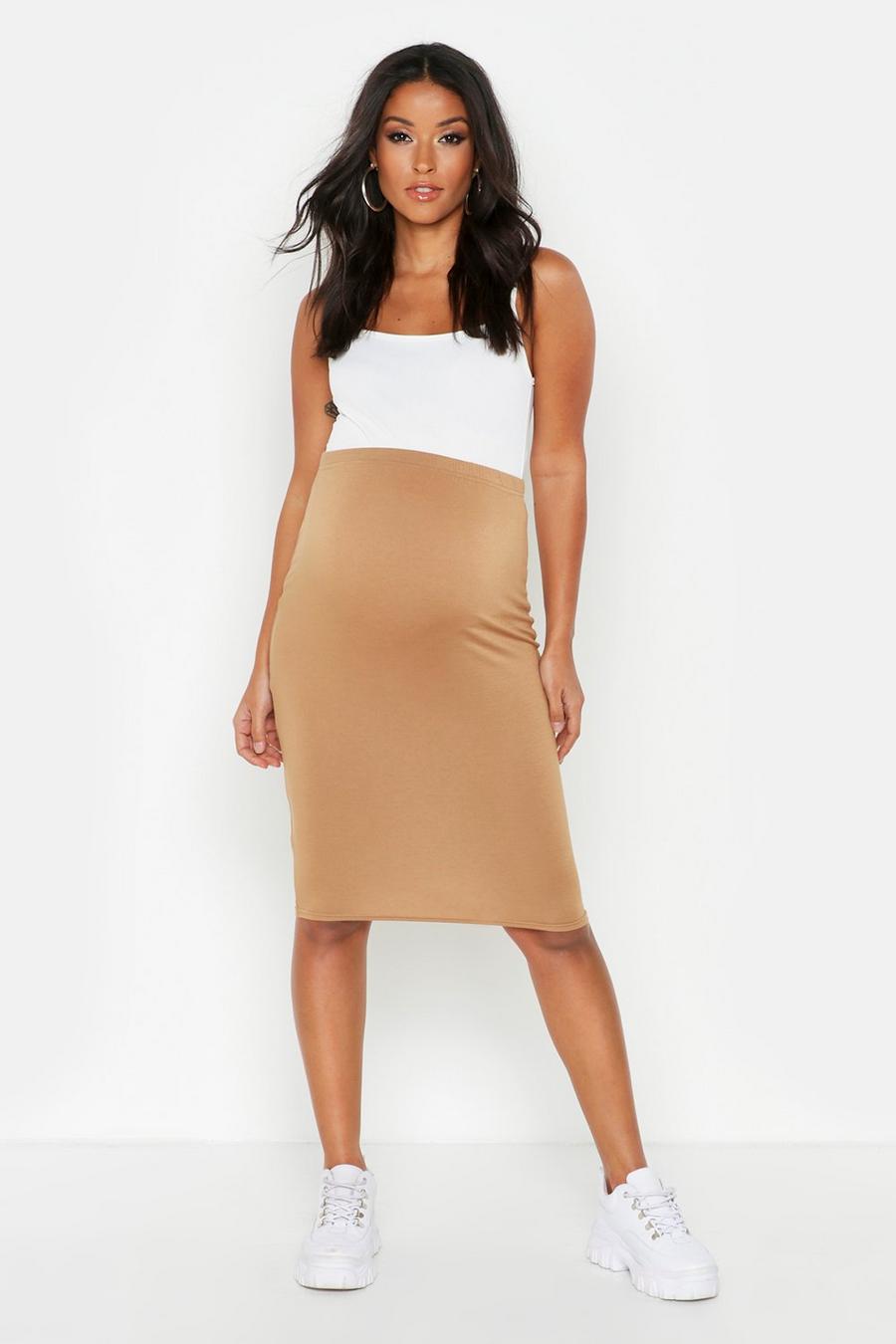 Camel Maternity Over The Bump Midi Skirt image number 1