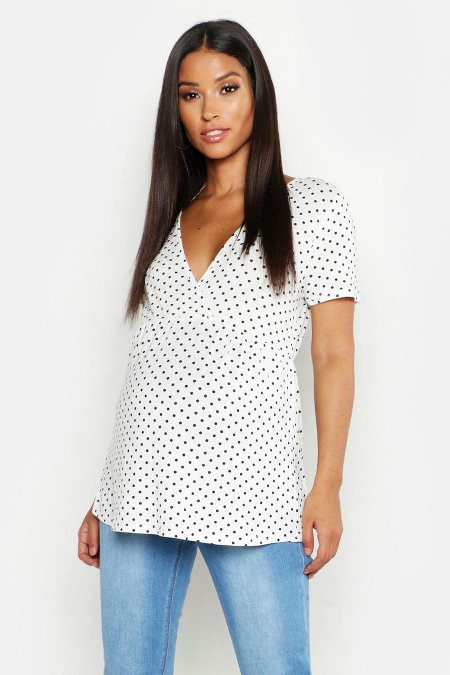 Ivory weiß Maternity Polka Dot Wrap Top image number 1