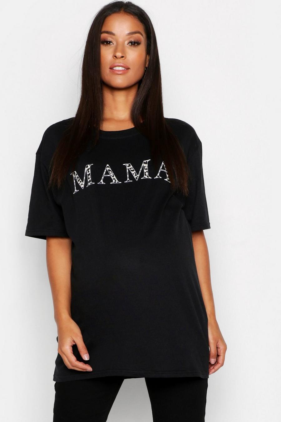 שחור טישרט עם כיתוב Mama בגדי היריון image number 1