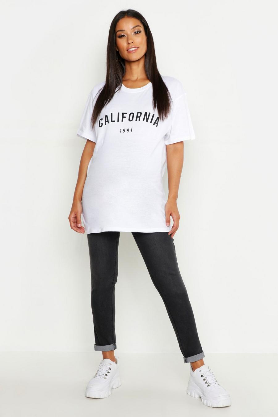 Umstandsmode T-Shirt mit „California 1991“-Slogan, Weiß image number 1
