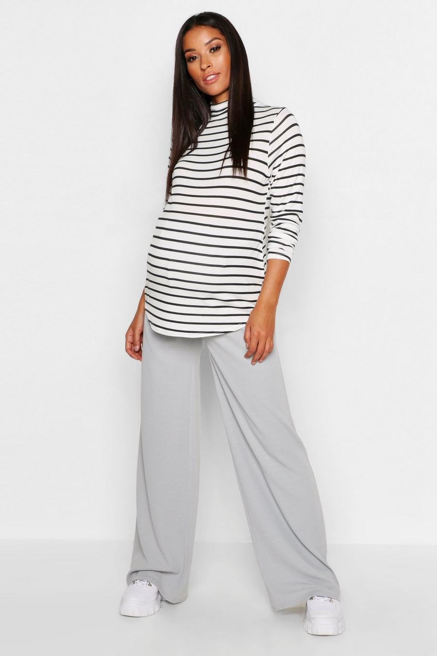 Grey Maternity Over The Bump Wide Leg Pants image number 1