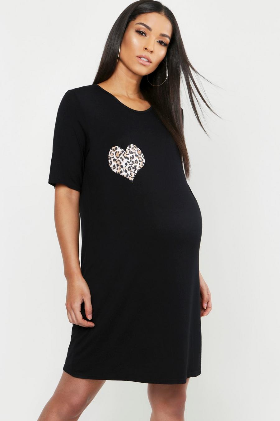 Maternity Leopard Heart Nightgown image number 1