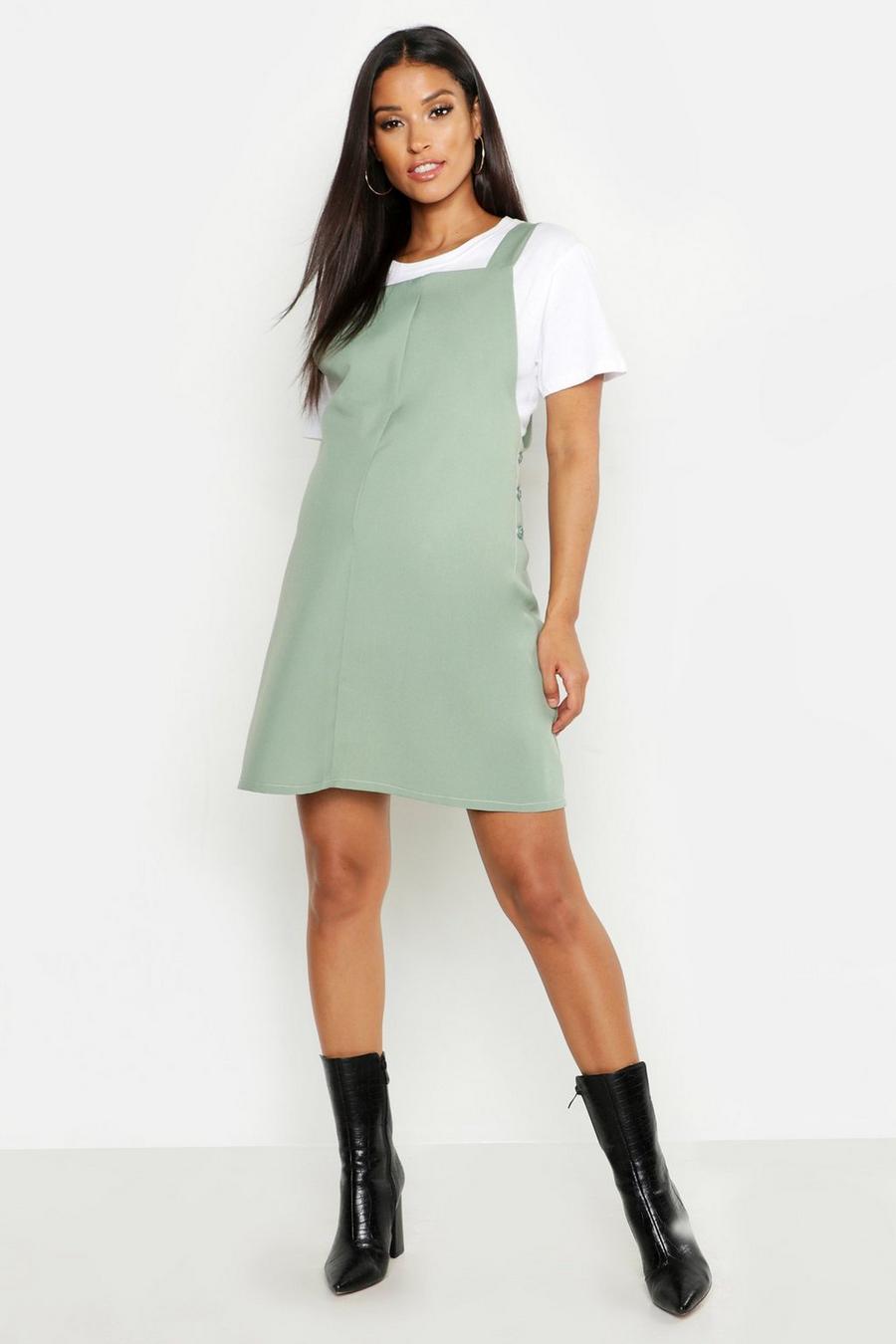 Sage Maternity Woven Grow With Me Pinafore Dress image number 1