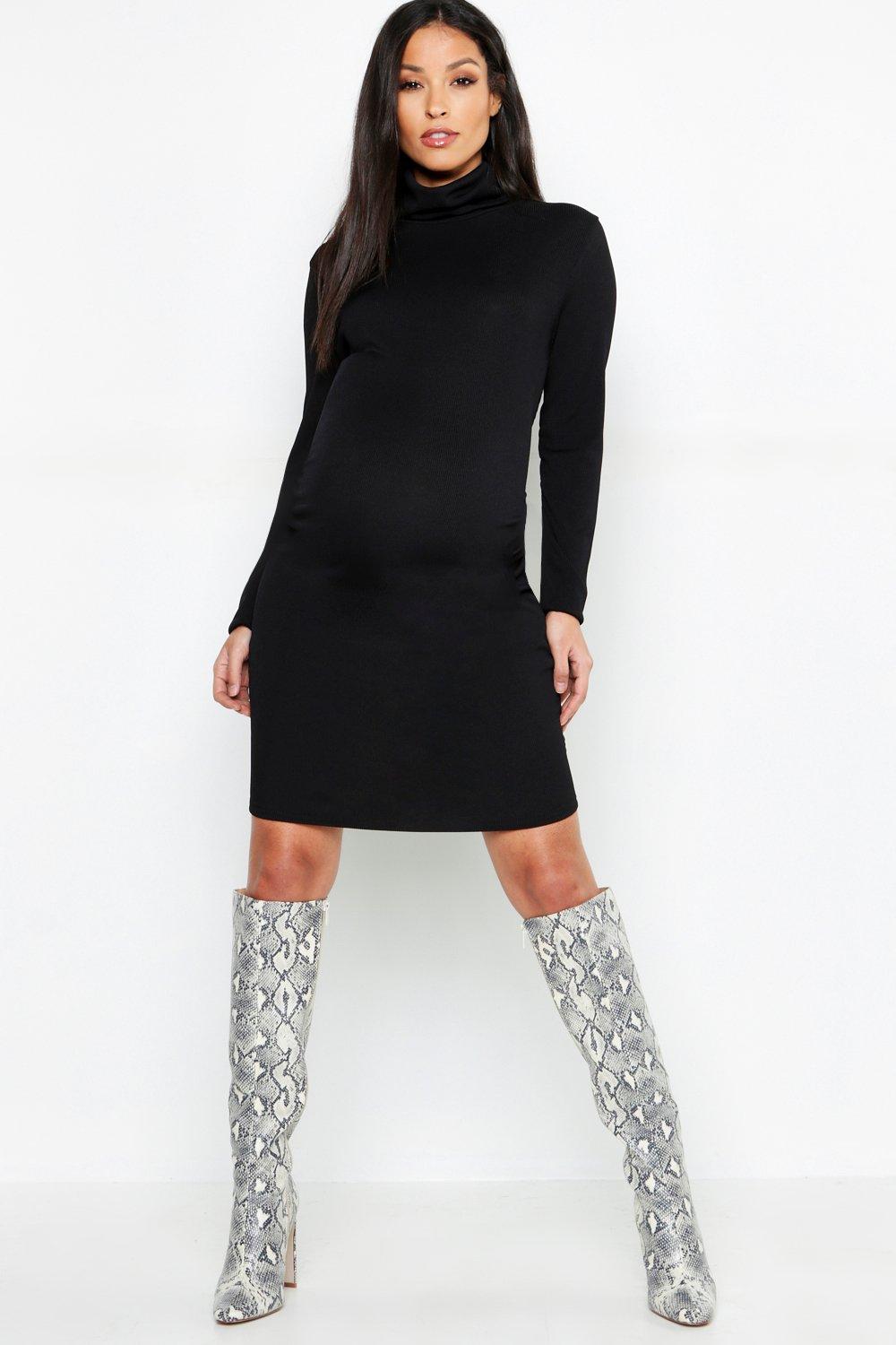 ribbed roll neck dress