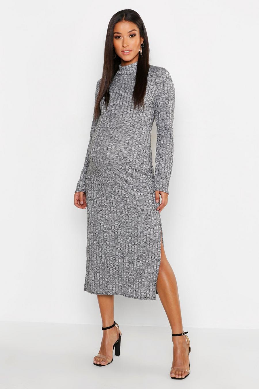 Maternity Twisted Rib Roll Neck Maxi Dress image number 1