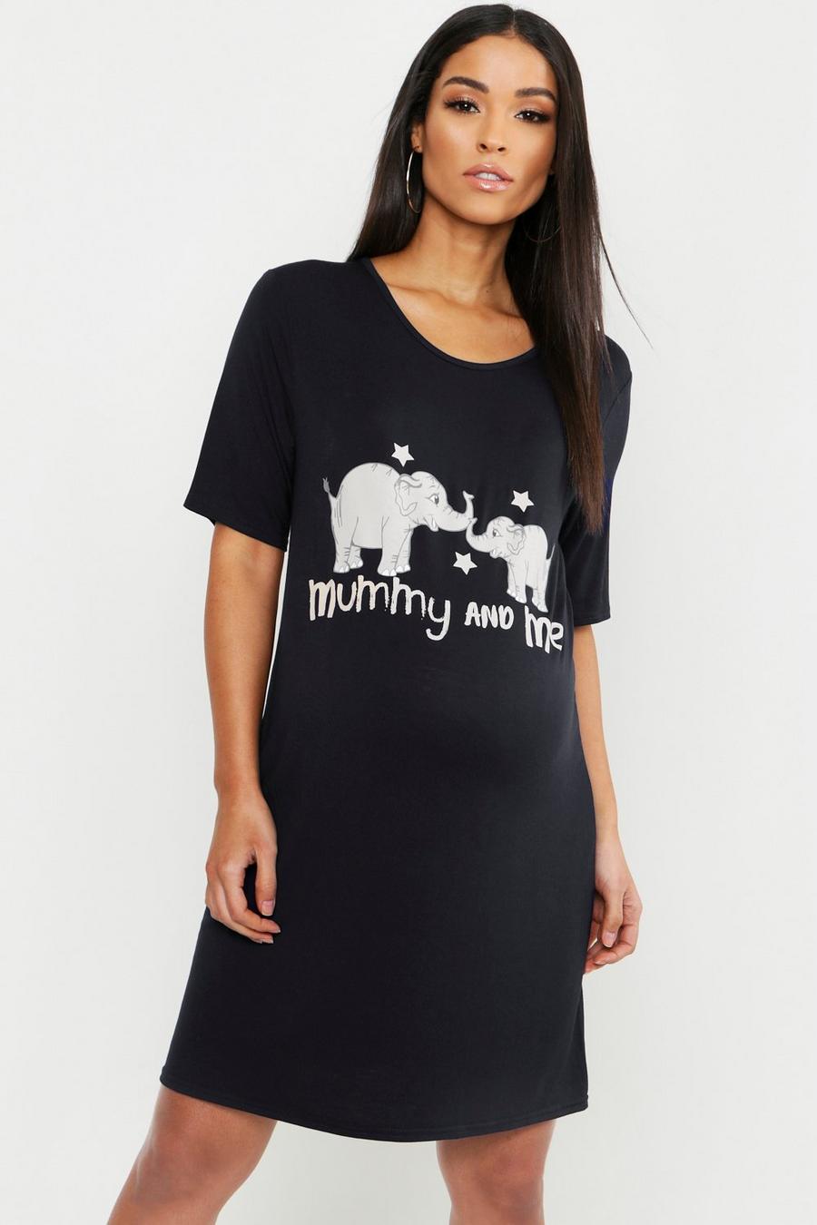 Black Maternity Mummy & Me Nightgown image number 1