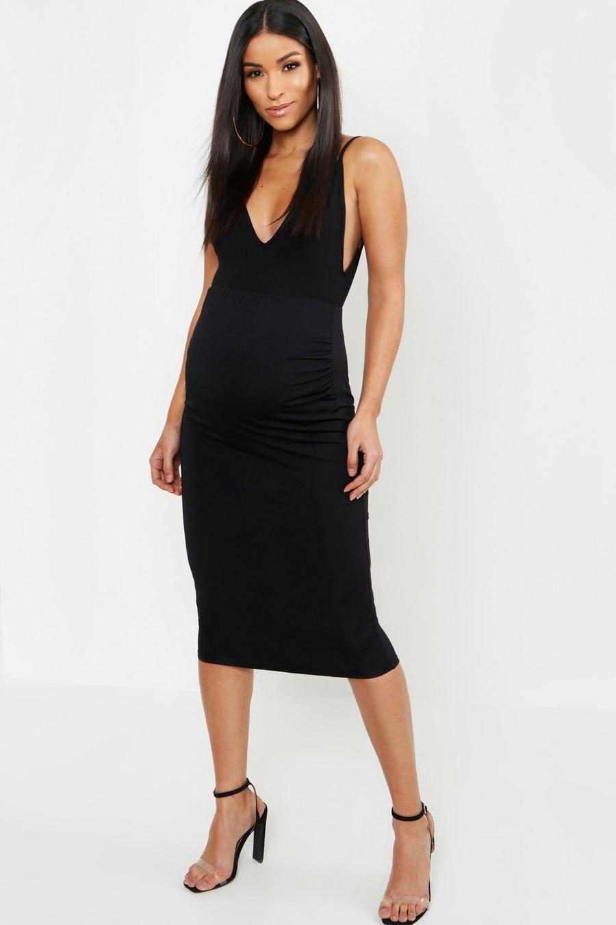 Black Maternity Over The Bump Hold In Midi Skirt image number 1