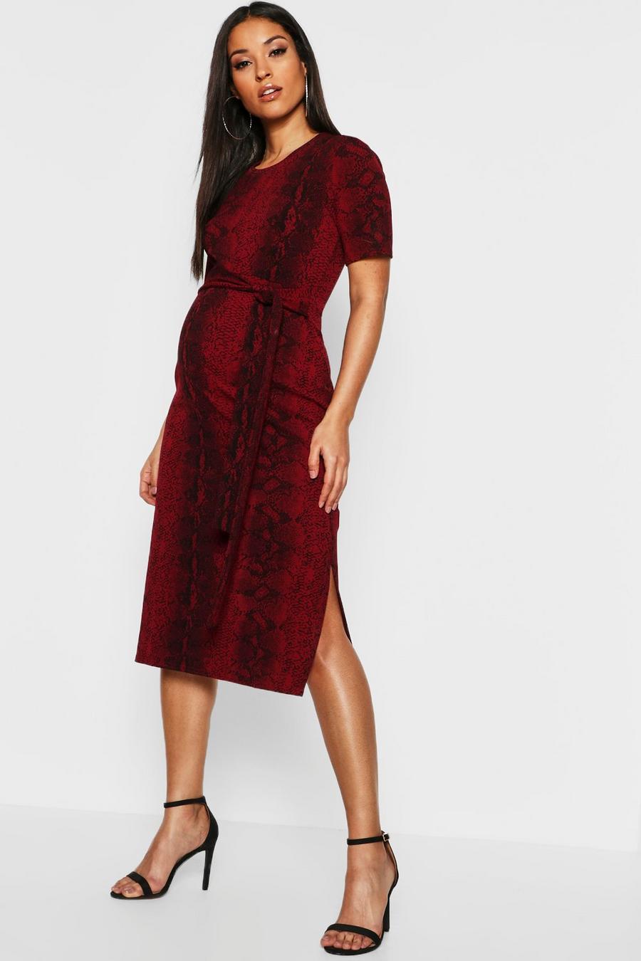 Maternity Snake Tie Front Midi Dress image number 1