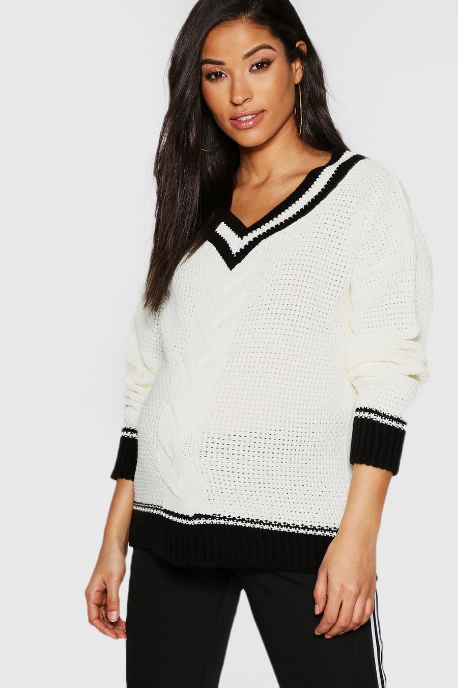 Maternity Vneck Knitted Sweater image number 1