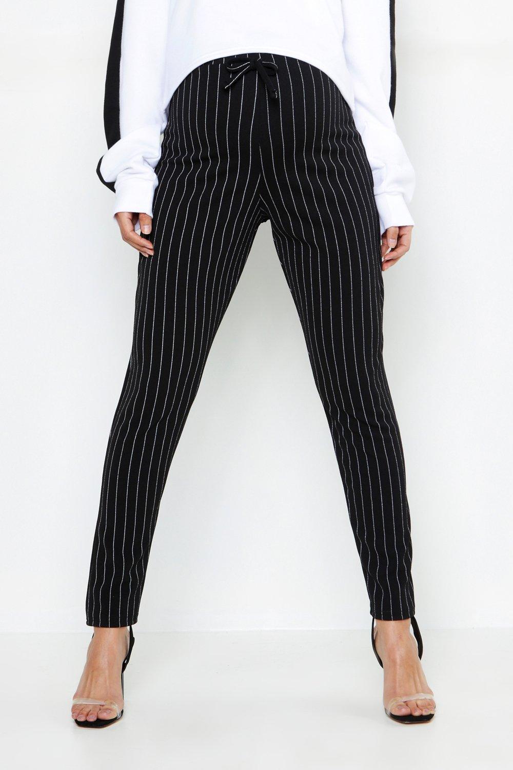 pinstripe drawstring trousers