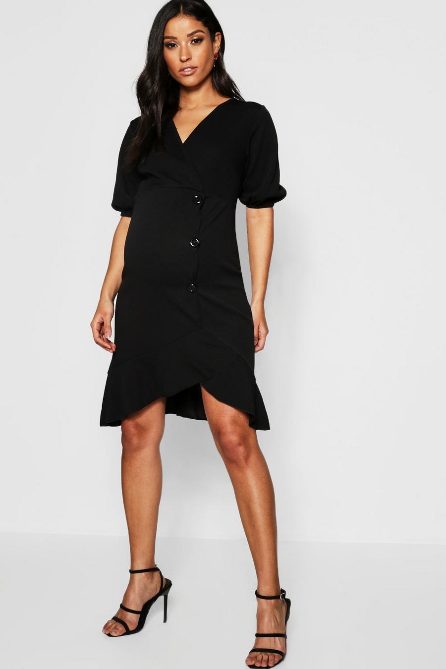 Maternity Button Frill Midi Dress image number 1