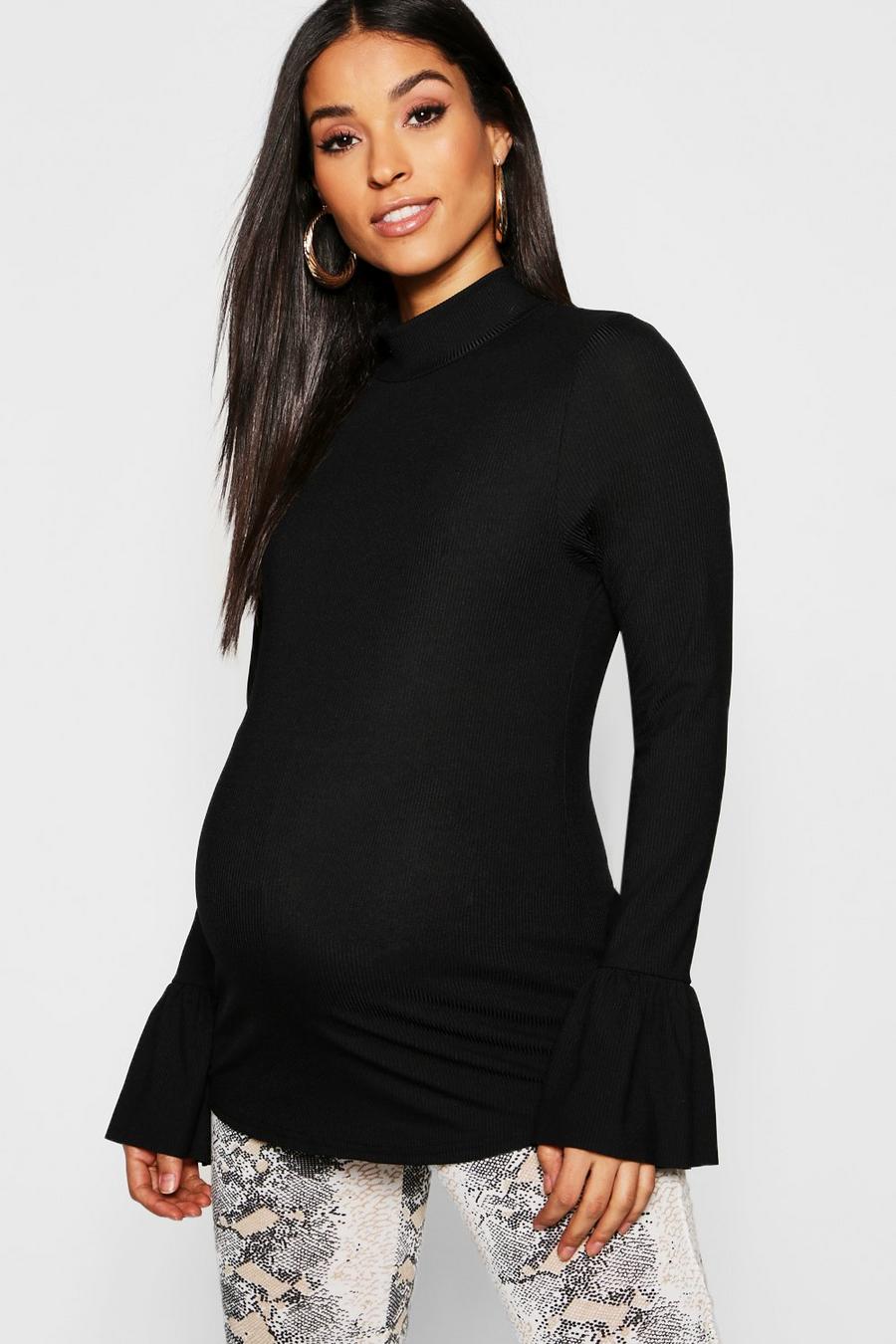 Maternity Rib Long Sleeve Frill Cuff Top image number 1