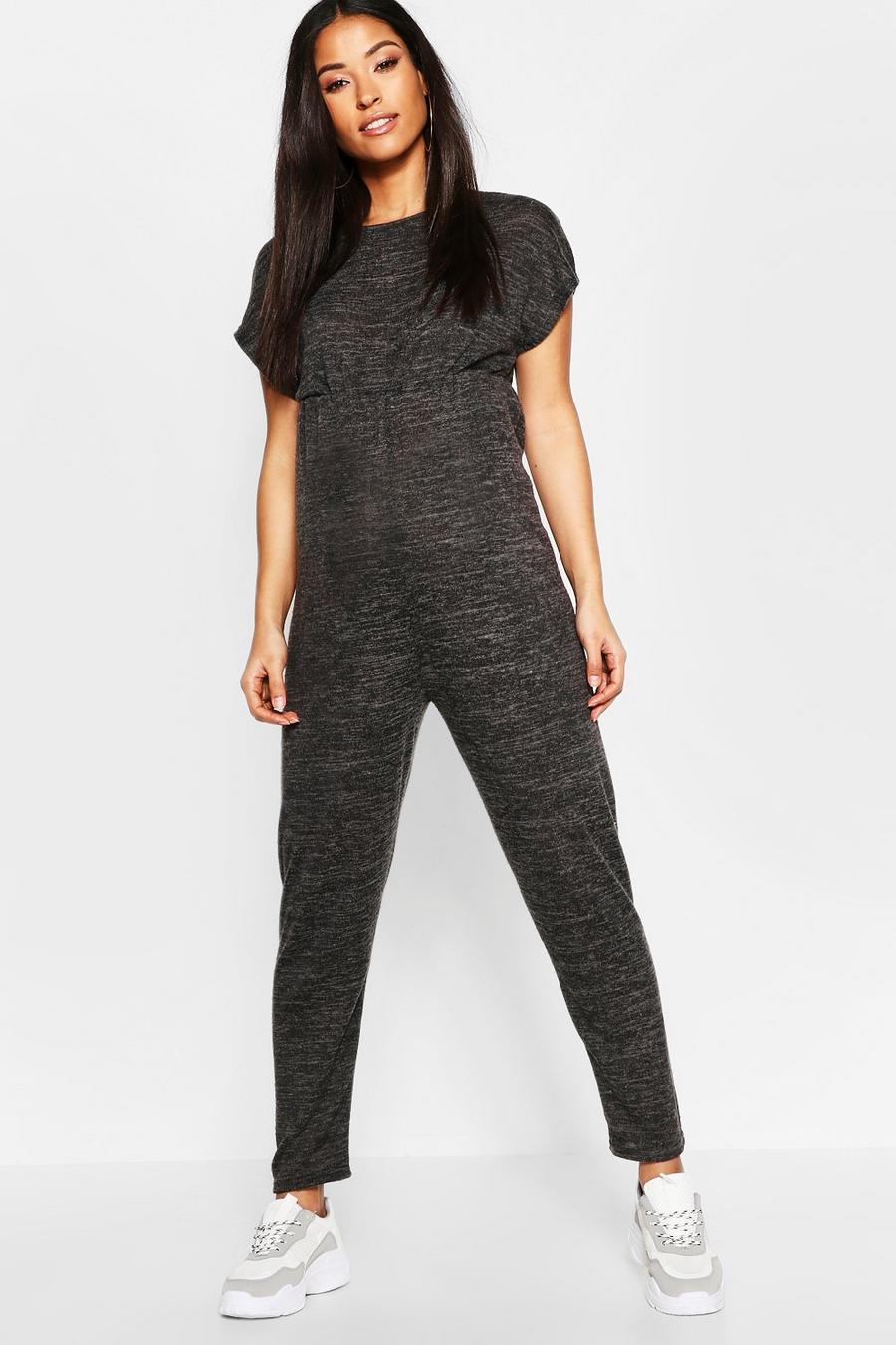 Black Maternity Cosy Lounge Jumpsuit image number 1