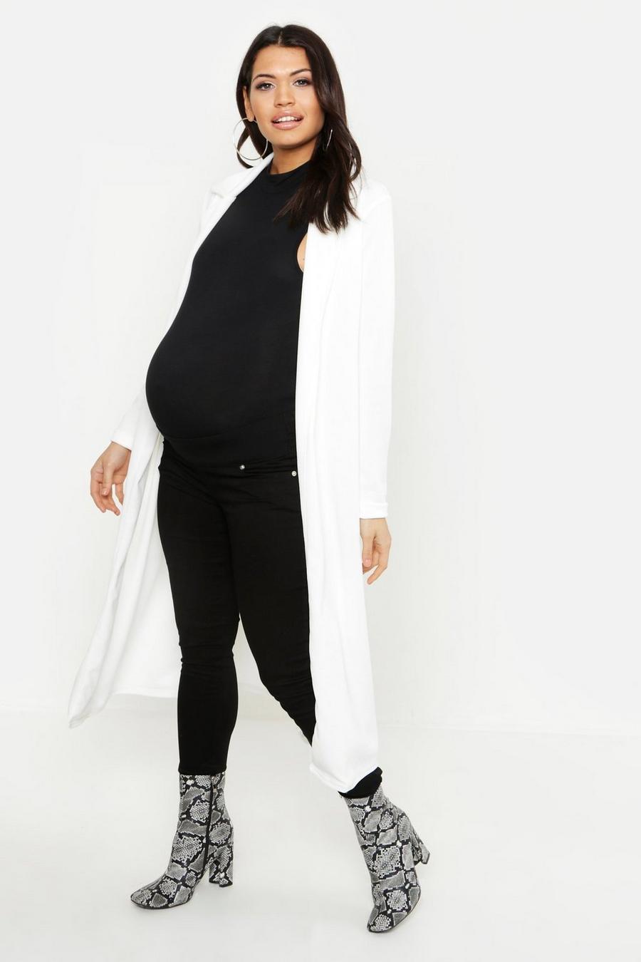 White Maternity Longline Duster Jacket image number 1