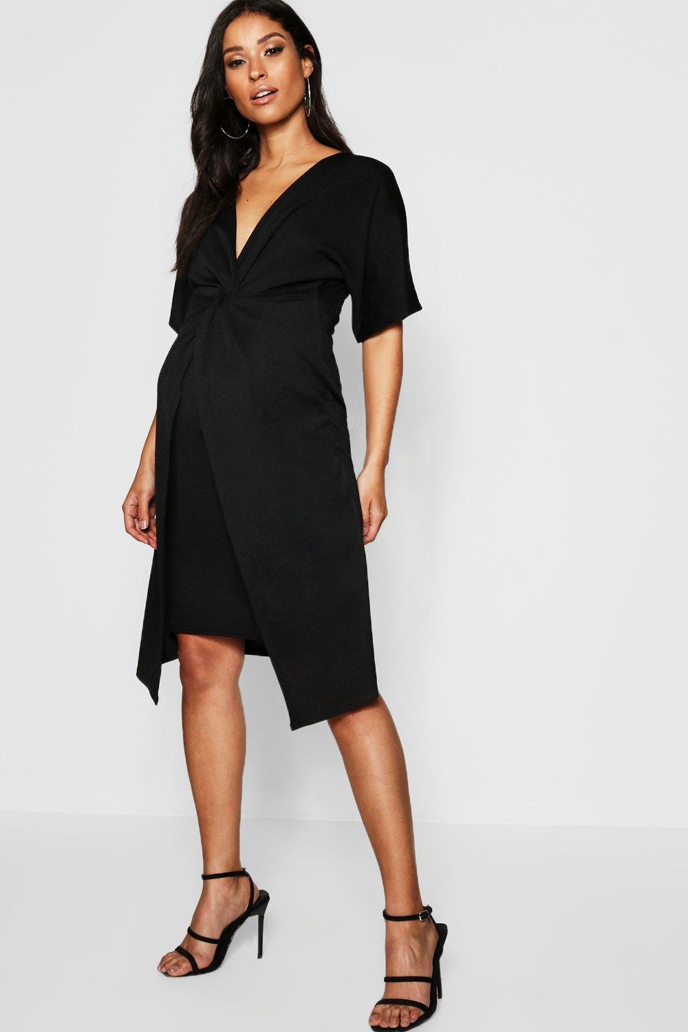 twist midi dress with kimono sleeve