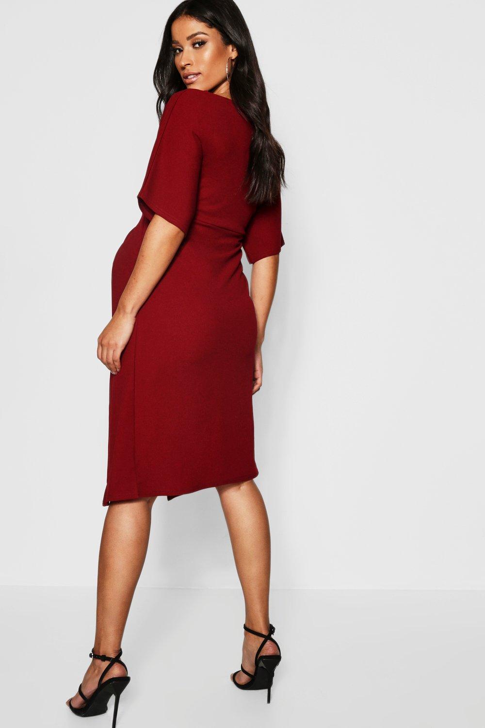 Maternity Twist Front Kimono Sleeve Midi Dress