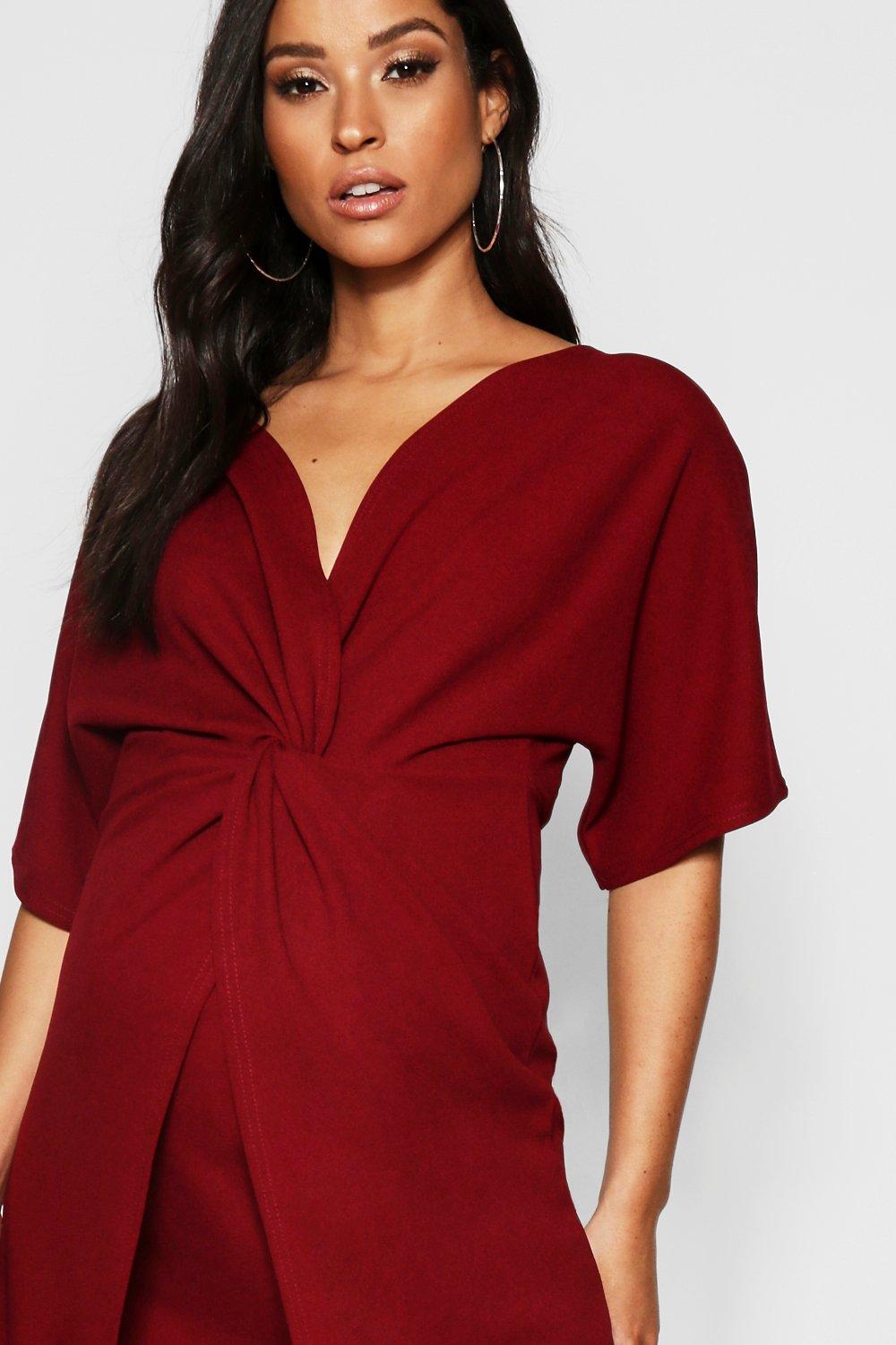 Twist front kimono shop sleeve midi dress