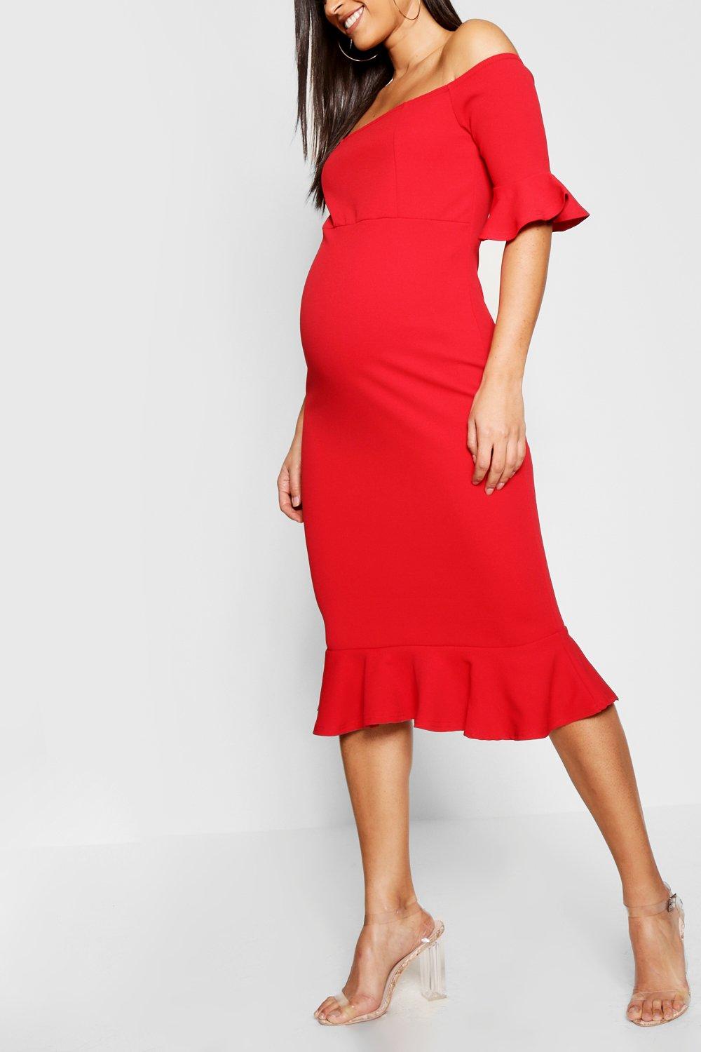 bardot frill hem dress