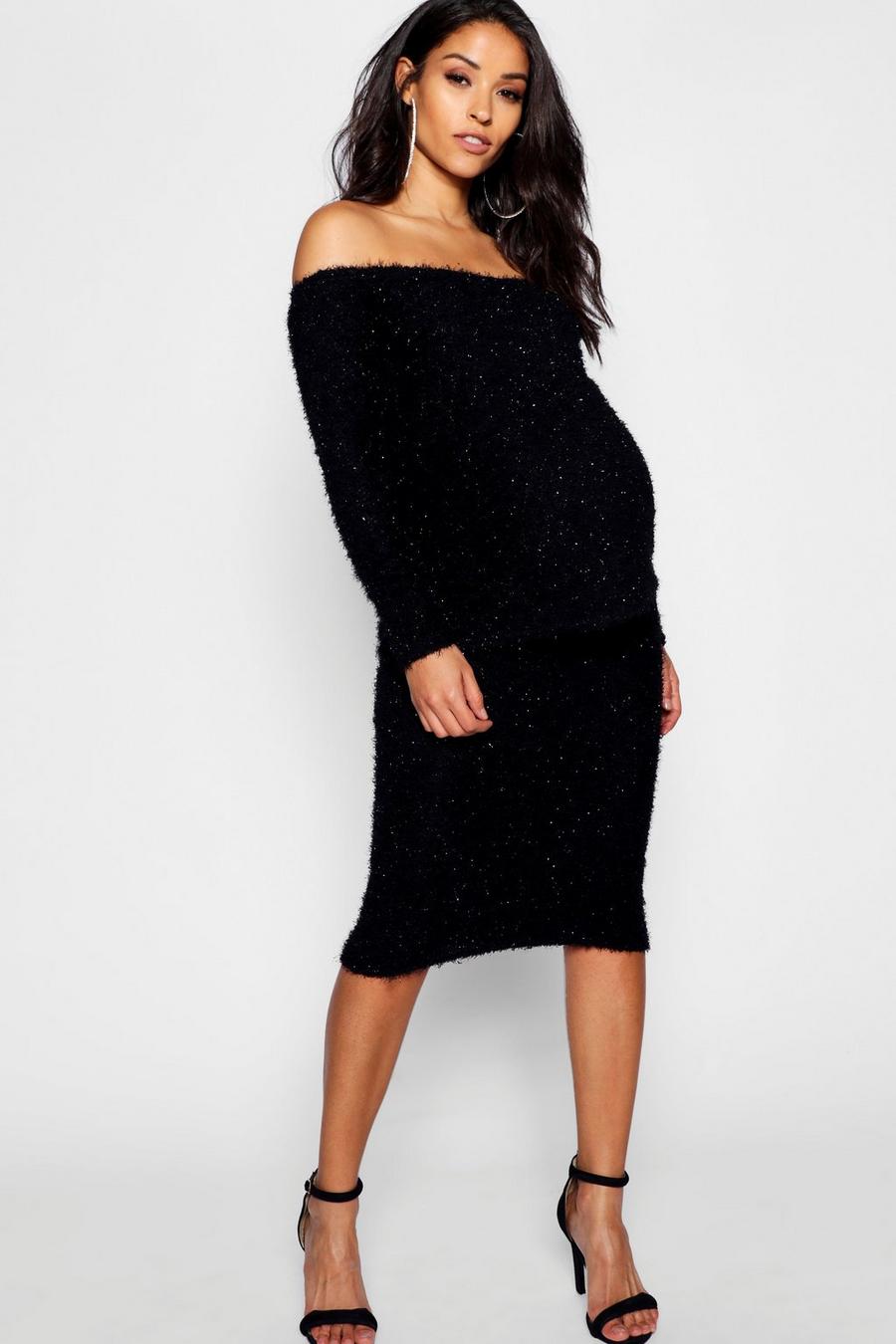 Maternity Shimmer Knit Midi Skirt image number 1