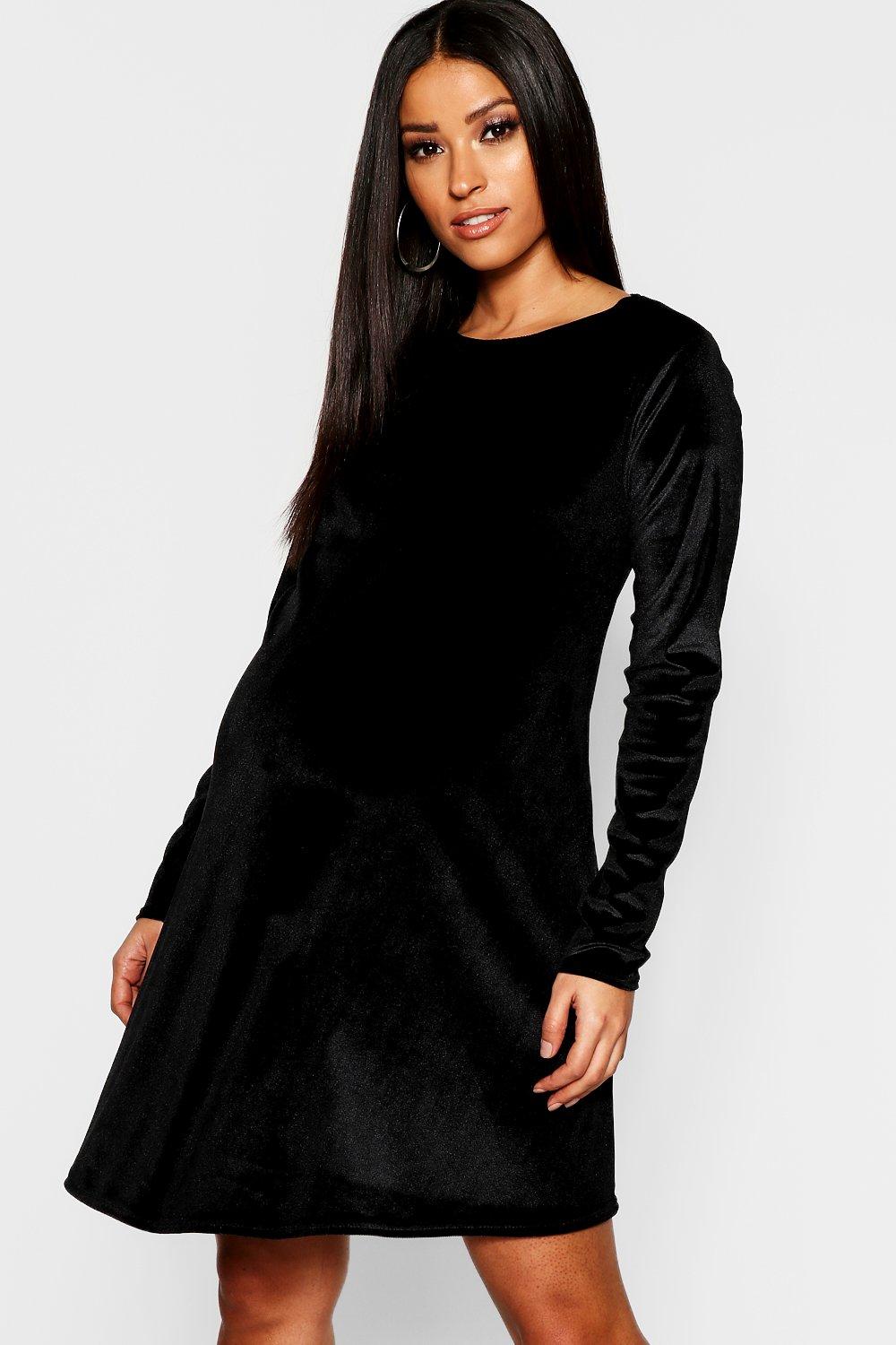 black velvet swing dress