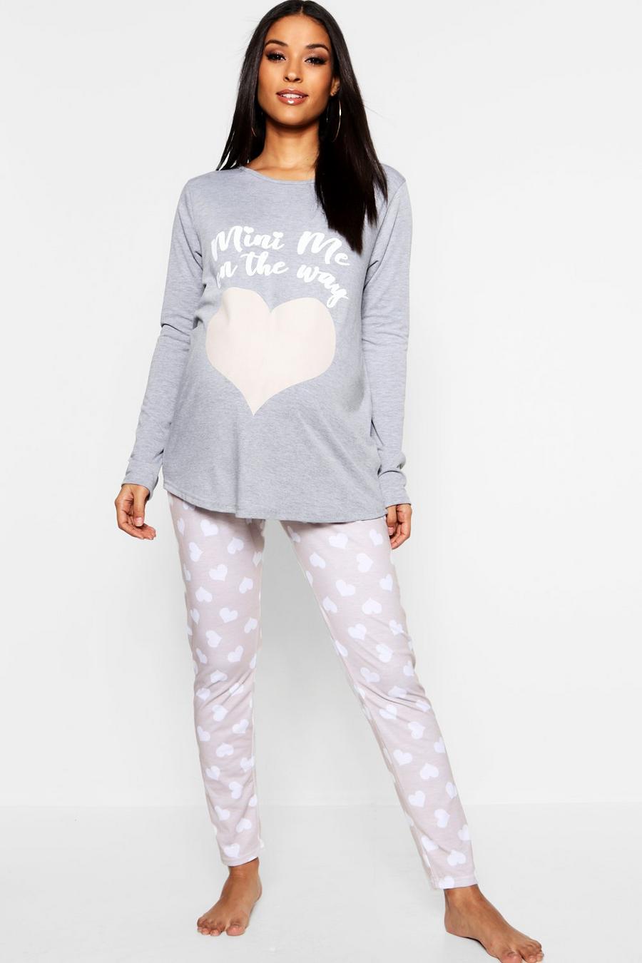 Umstandsmode Pyjama-Set mit Mini Me Print, Grau grey