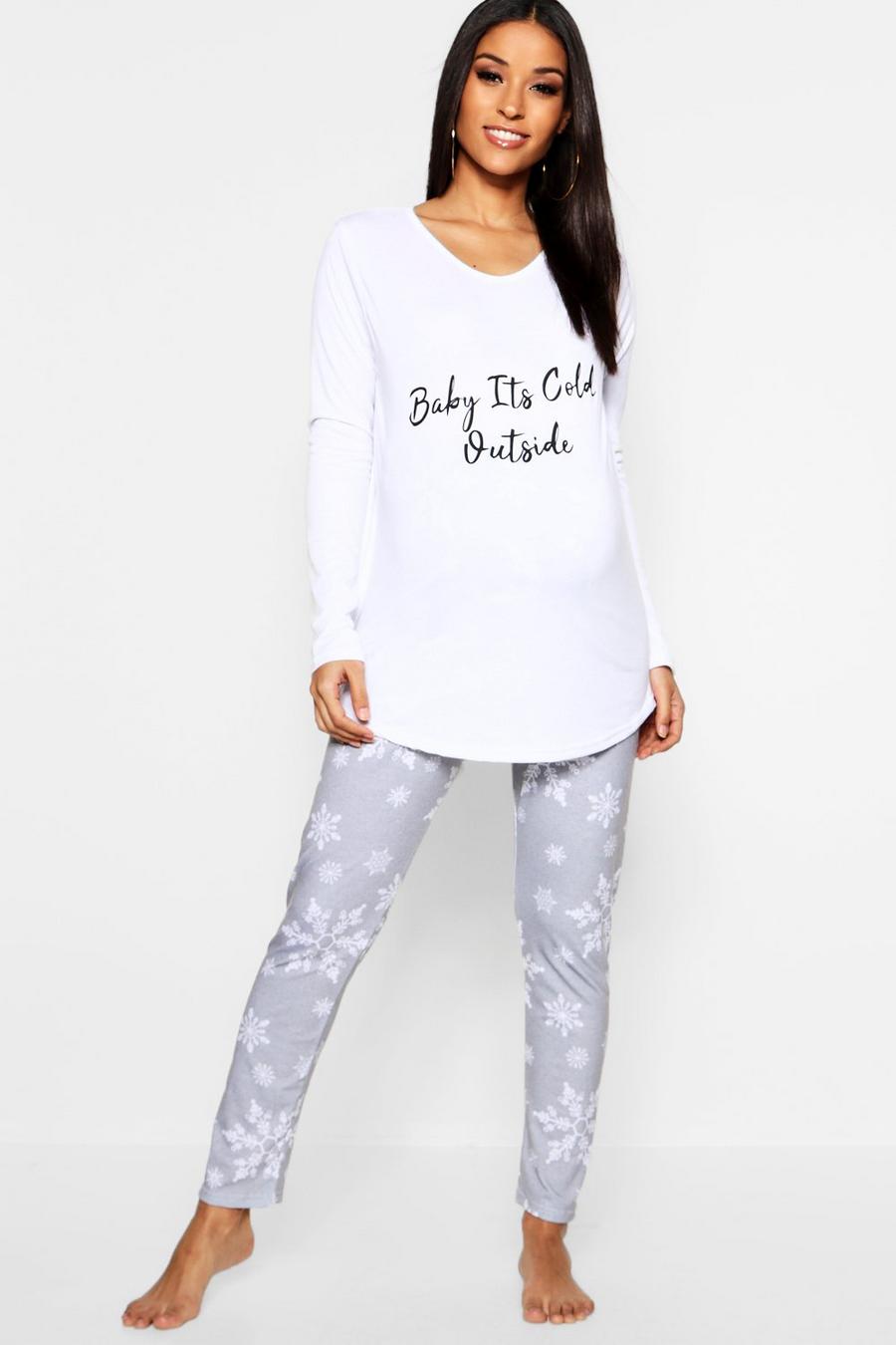 White Maternity 'Baby It'S Cold' Christmas Pajama Set image number 1