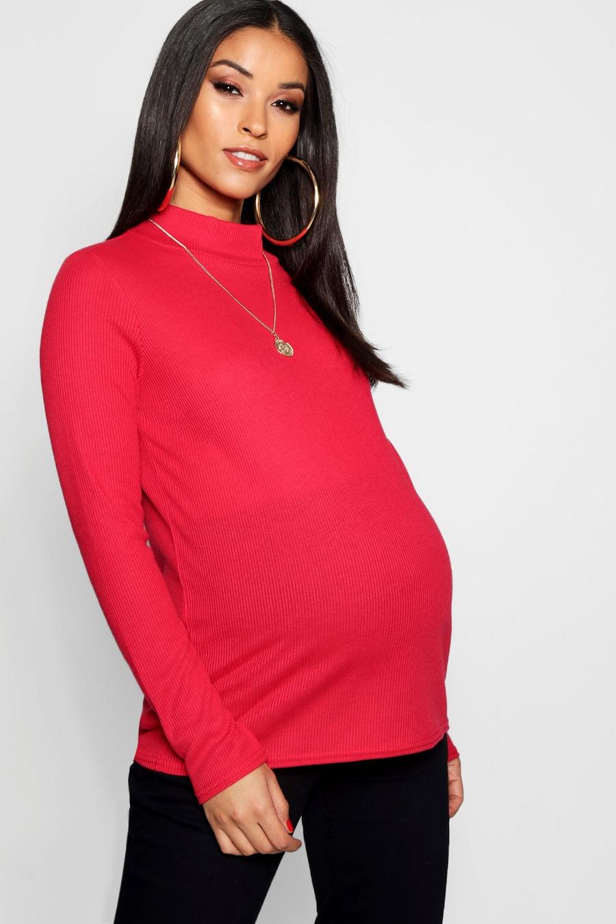 Maternity Soft Rib Roll Neck Top image number 1