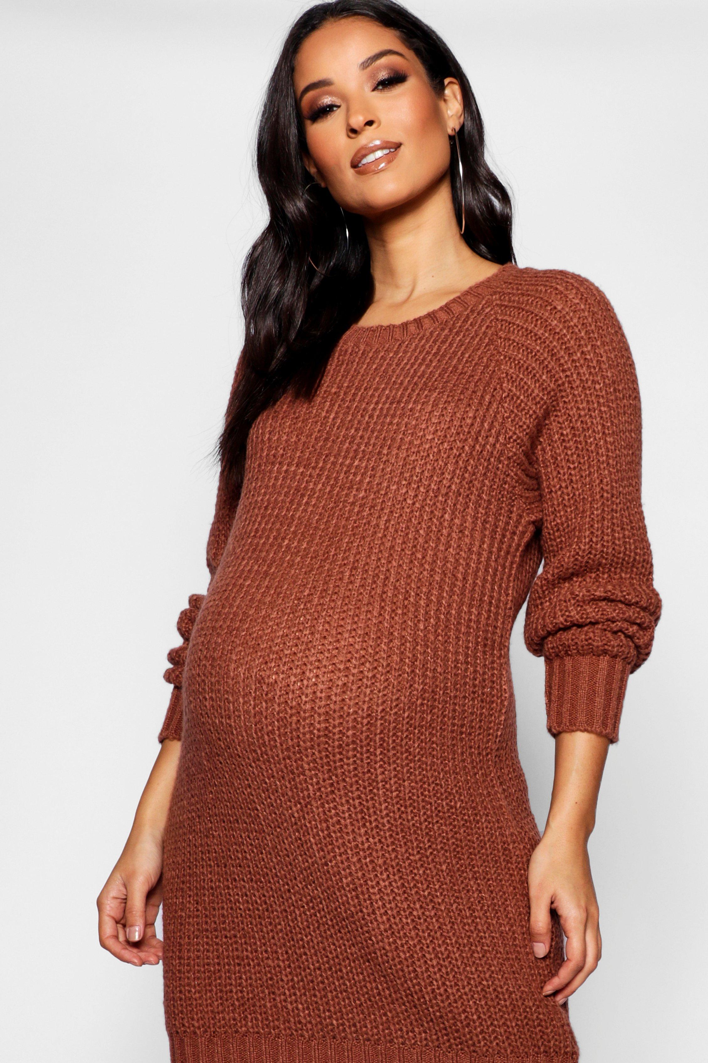 HAPPY MAMA Womens Maternity Knitted Bodycon Sweater Mini Jumper Dress 1095 