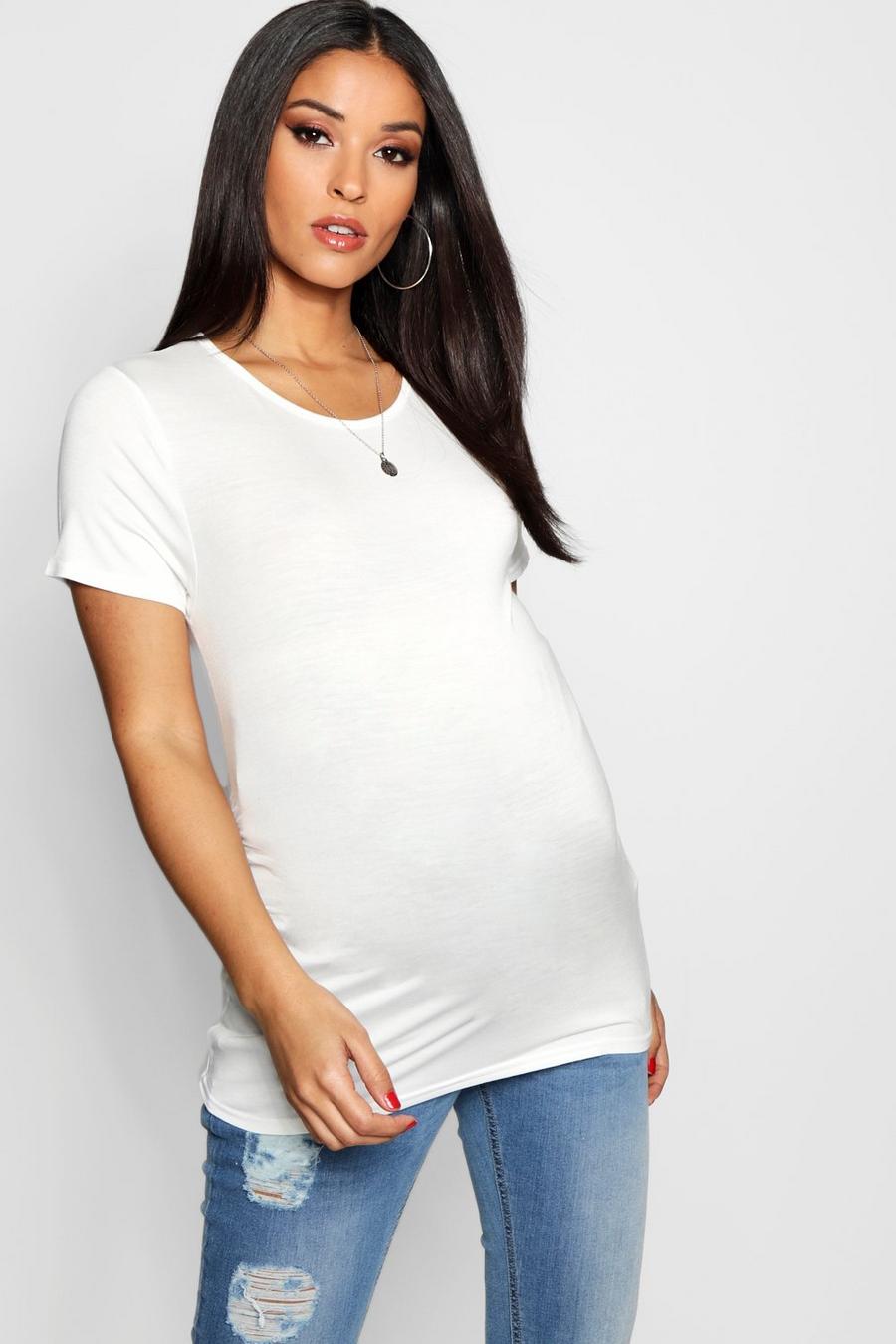 Ivory Zwangerschap Basic T-Shirt Met Geplooide Zij image number 1