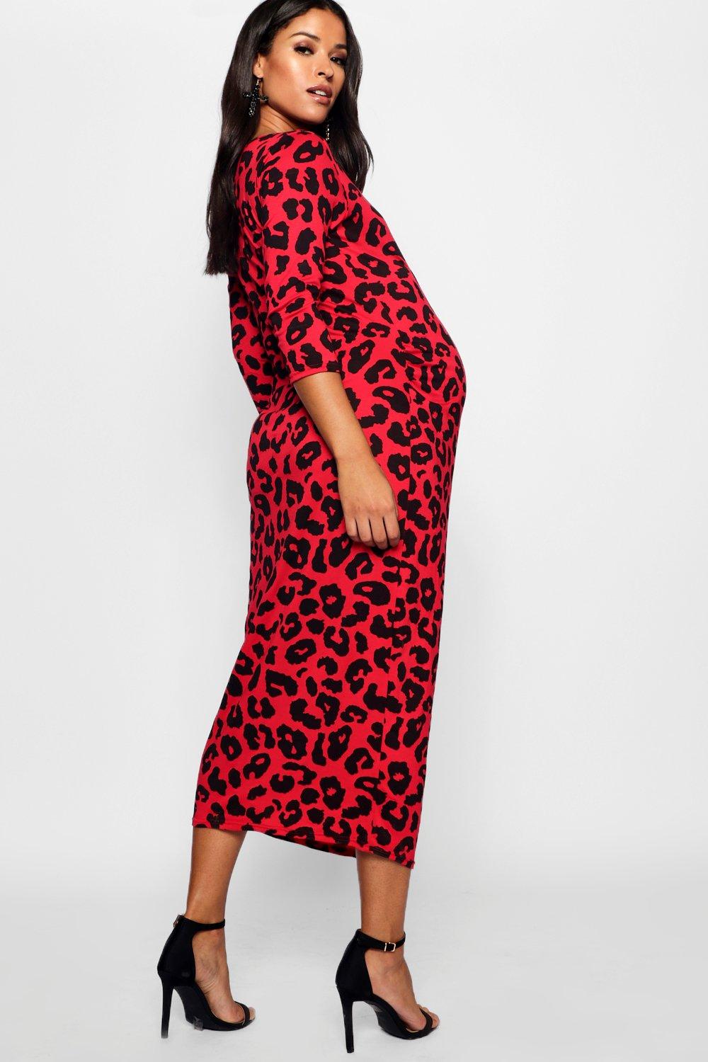 boohoo red maternity dress