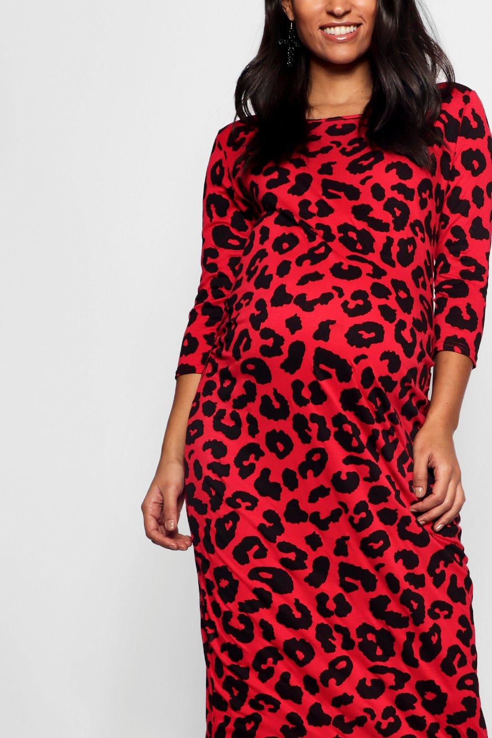 boohoo red maternity dress