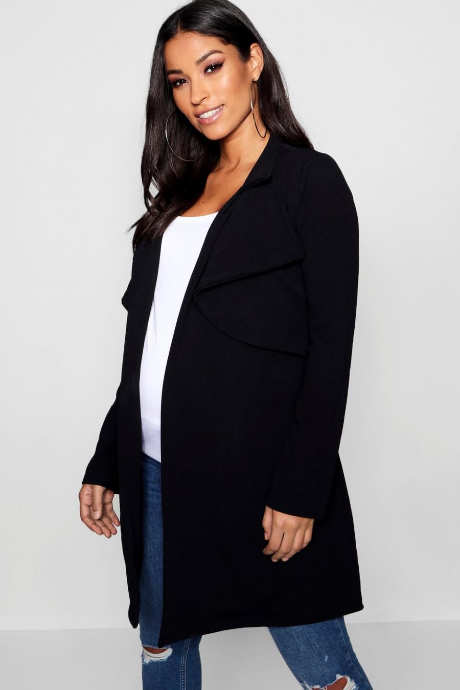 Black Maternity Double Breasted Duster Jacket image number 1