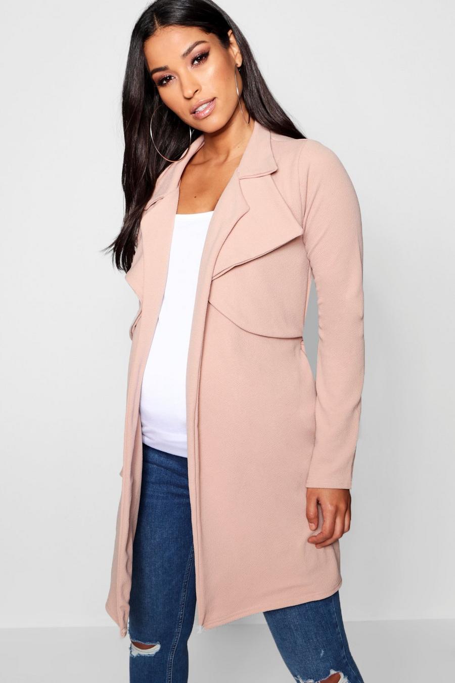 Stone beige Maternity Double Breasted Duster Jacket