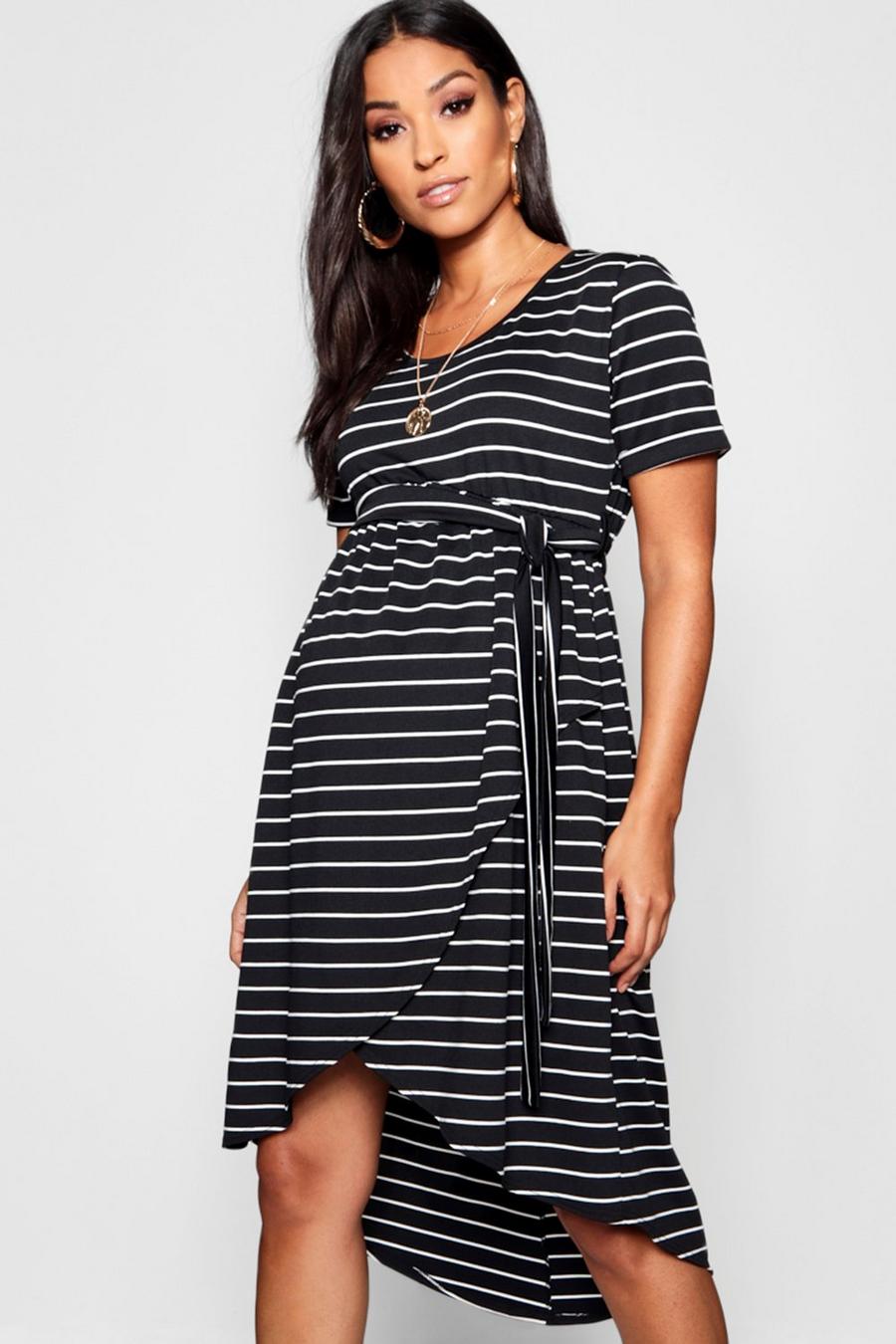 Maternity Wrap Front Belted Midi Dress image number 1