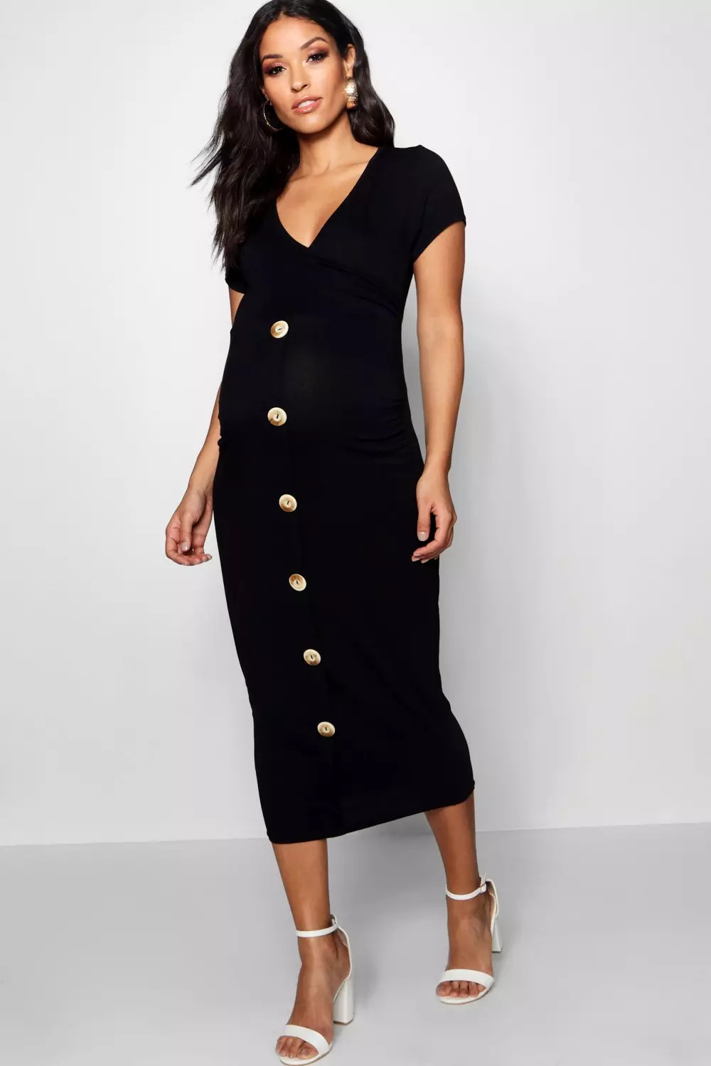 Boohoo black maternity dress best sale