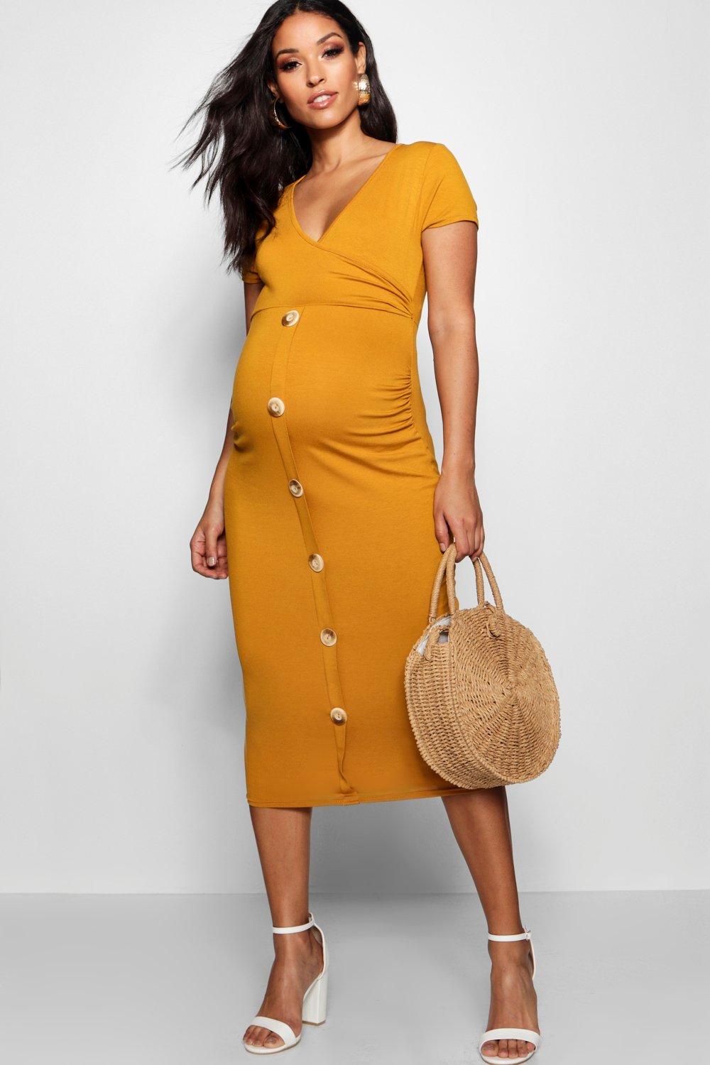 Wrap front maternity store dress