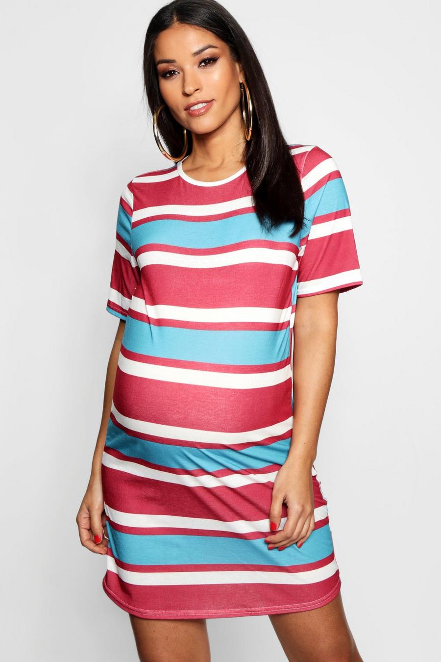 Maternity Stripe Tshirt Dress image number 1