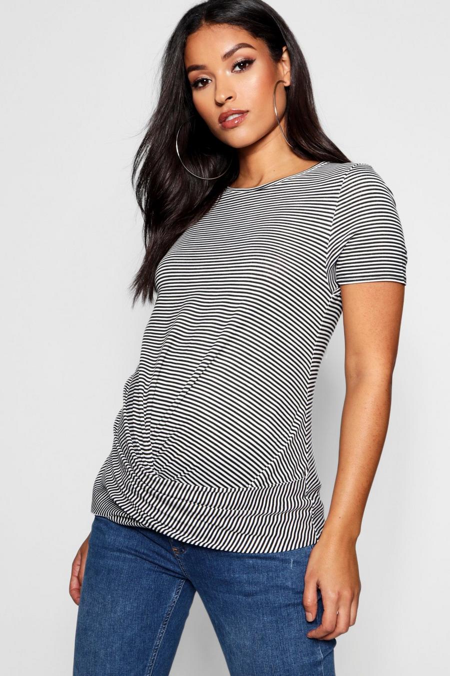 T-shirt de maternité torsadé devant à rayures image number 1