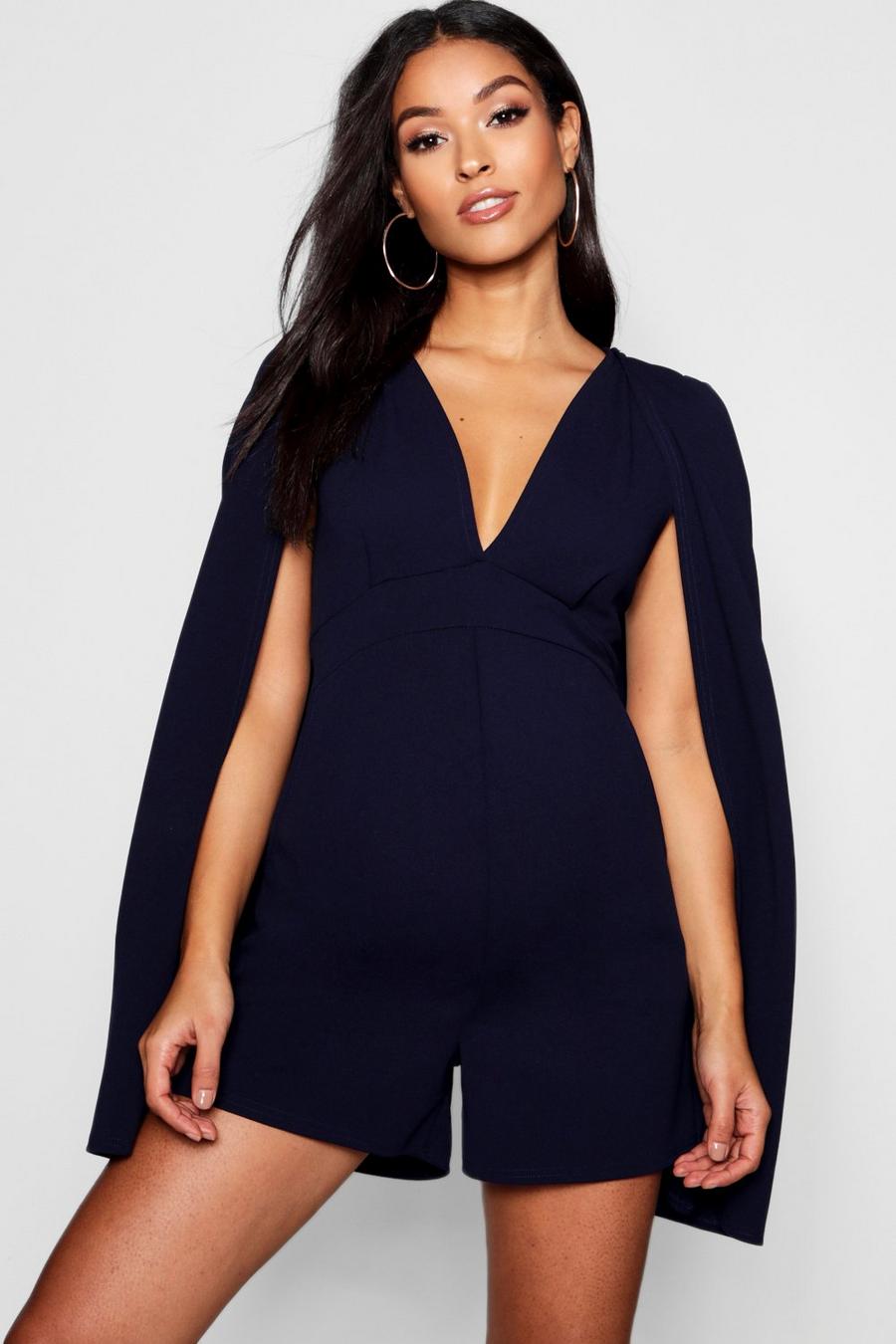 Navy Maternity Cape Romper image number 1