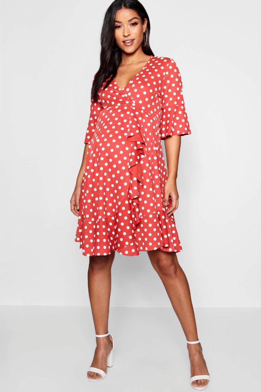 boohoo red spotty dress