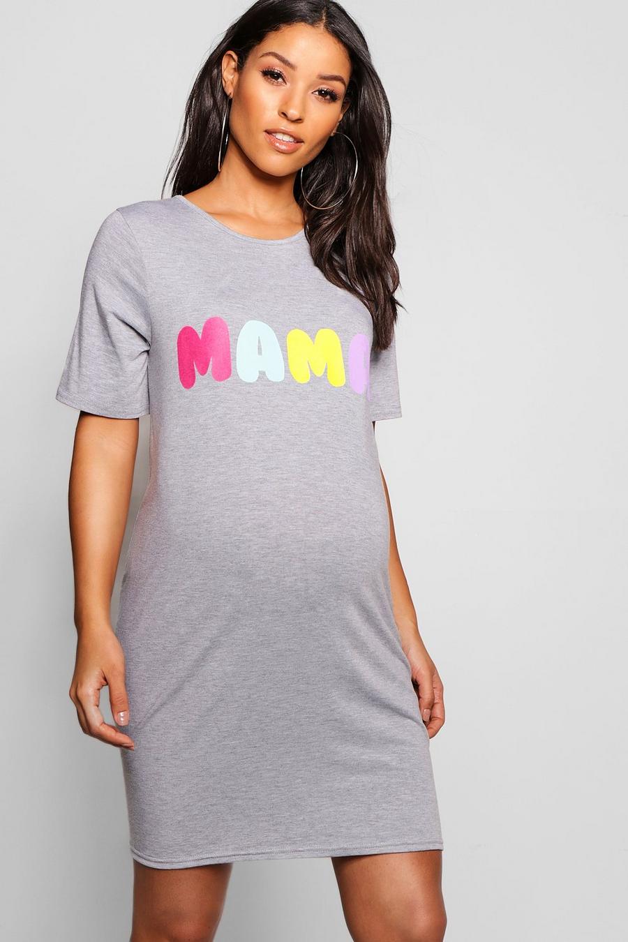 Umstandsmode Nachthemd mit Mama-Print, Grau image number 1