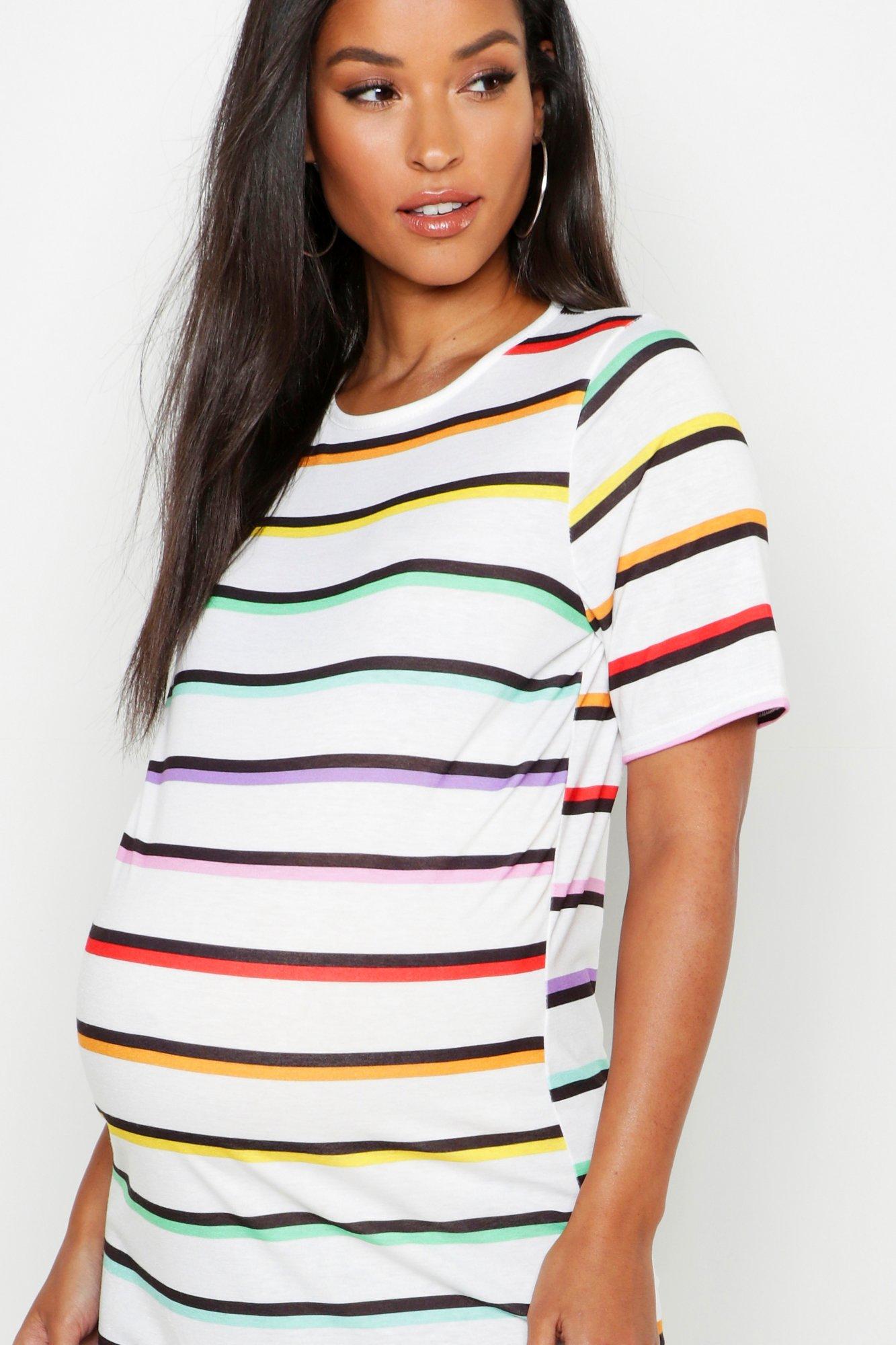 White rainbow stripe on sale t shirt dress