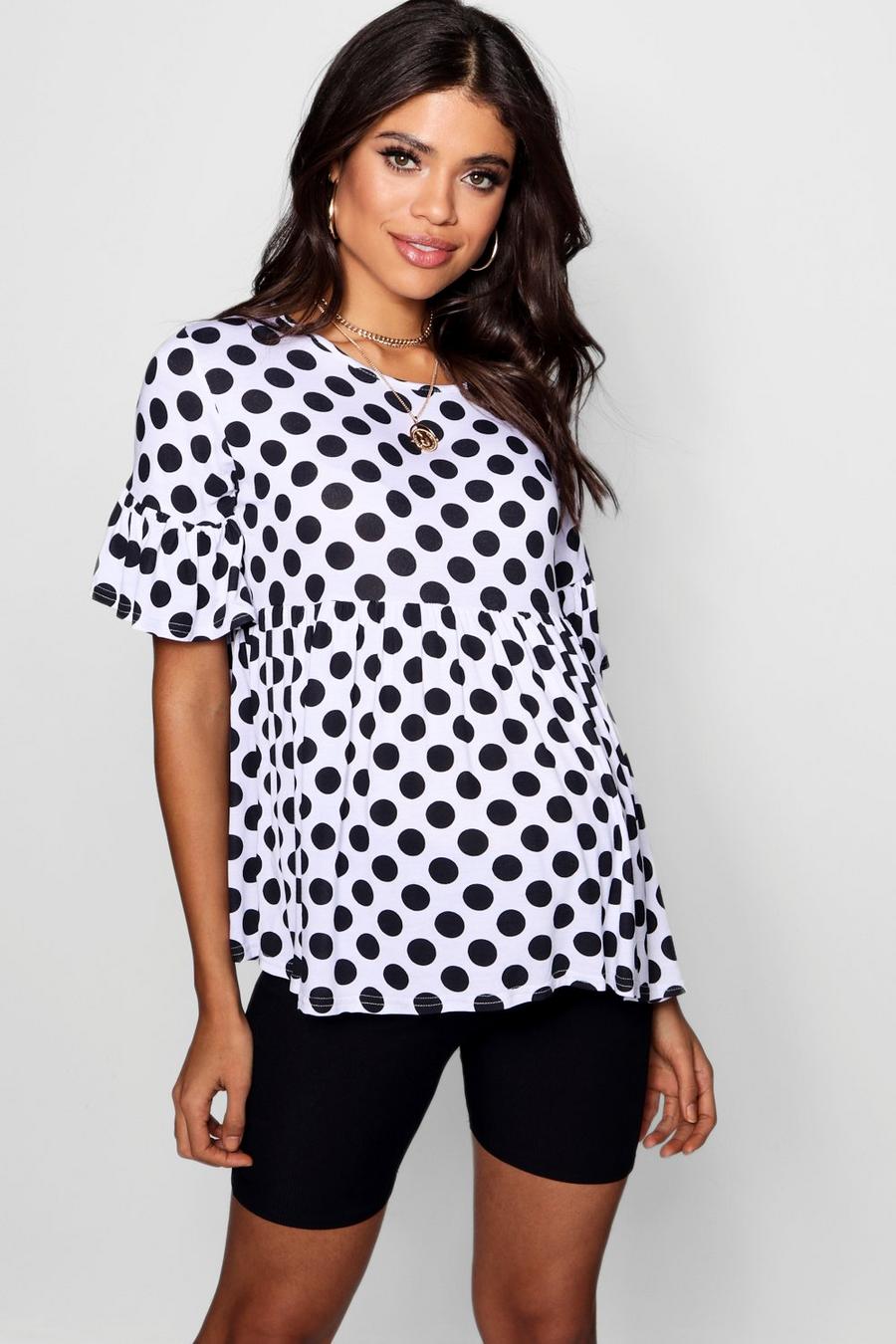 White weiß Maternity  Polka Dot Smock Top image number 1