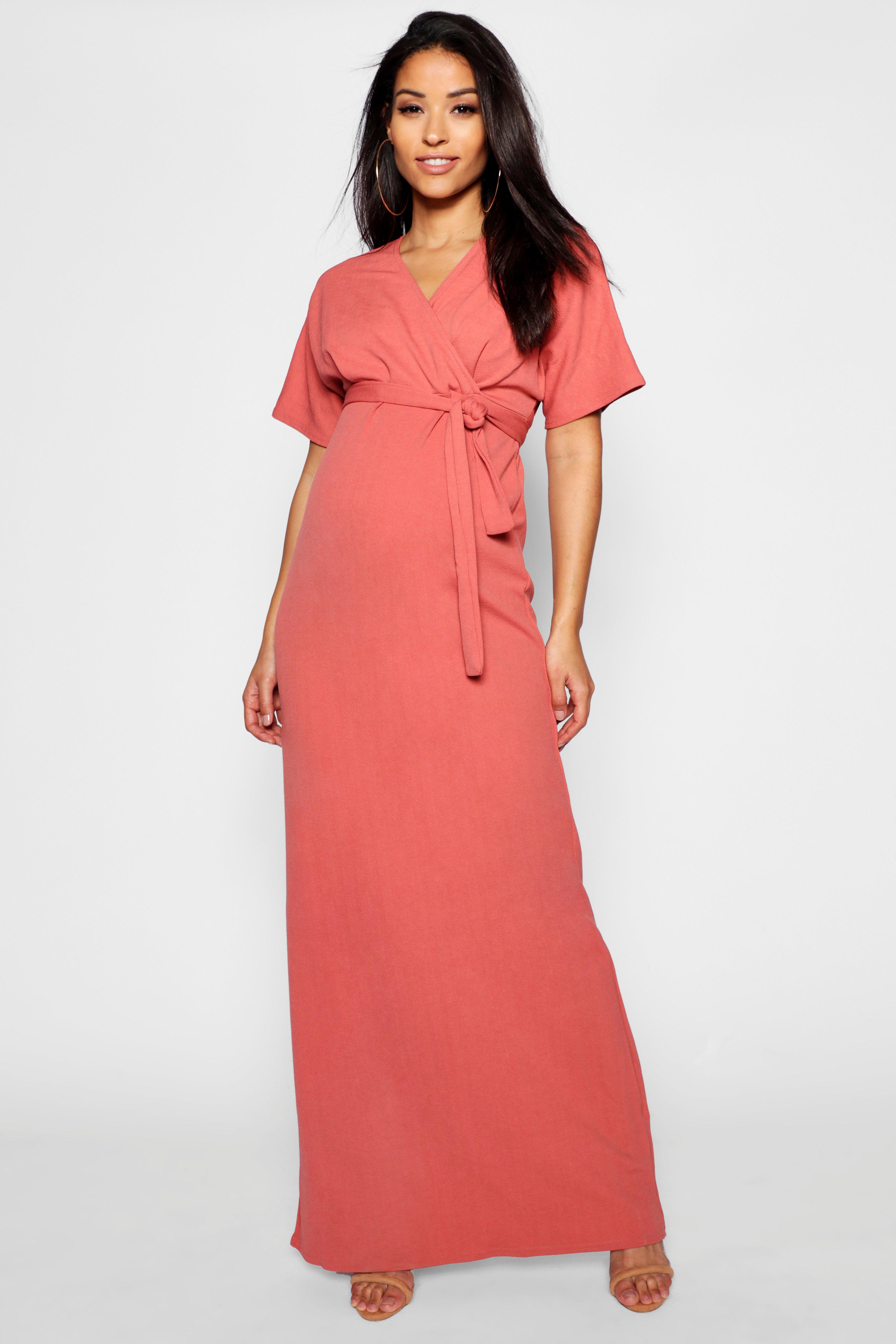 boohoo red maternity dress